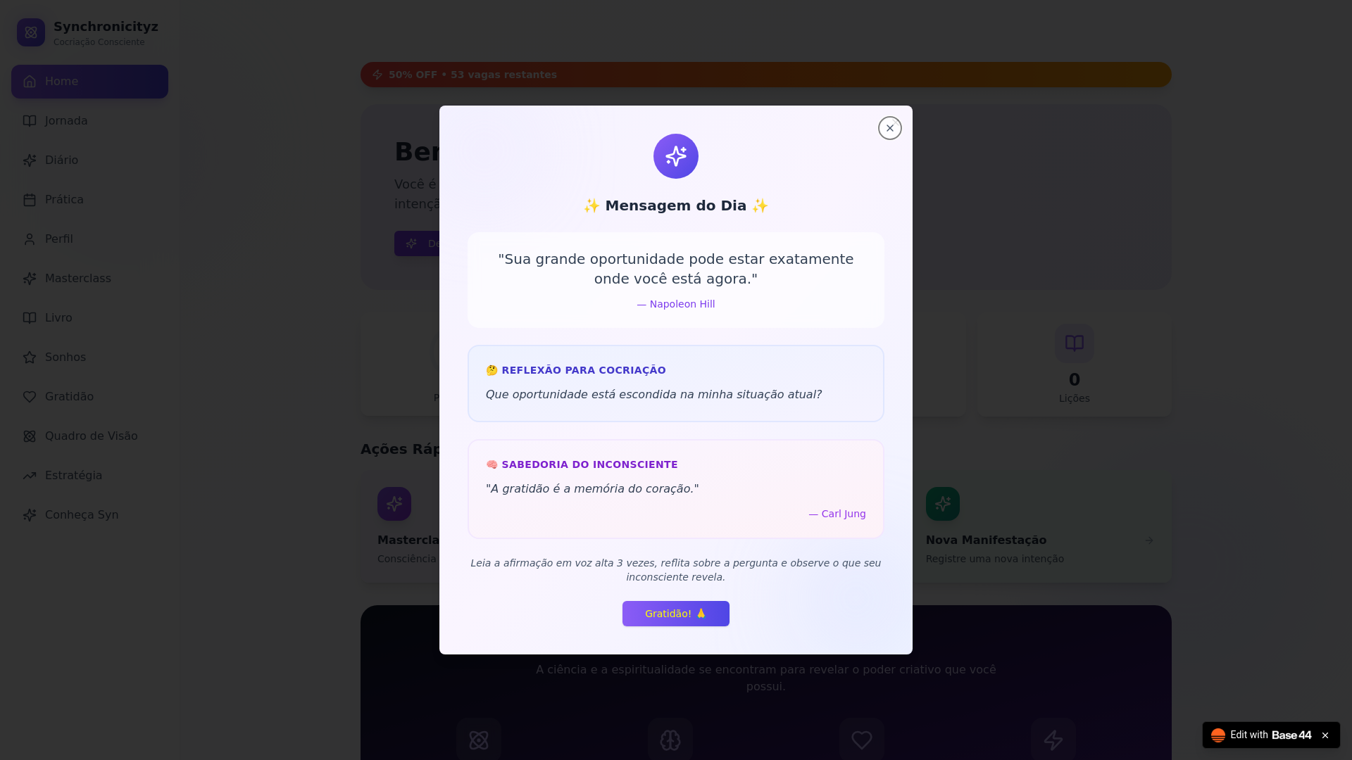 website screenshot of https://synchronicityz.com/