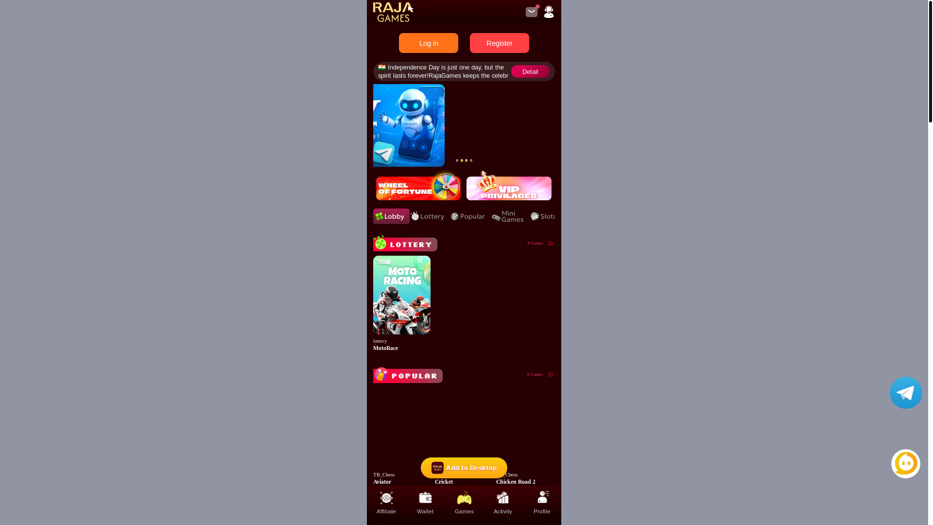 website screenshot of https://rajaland7.com/