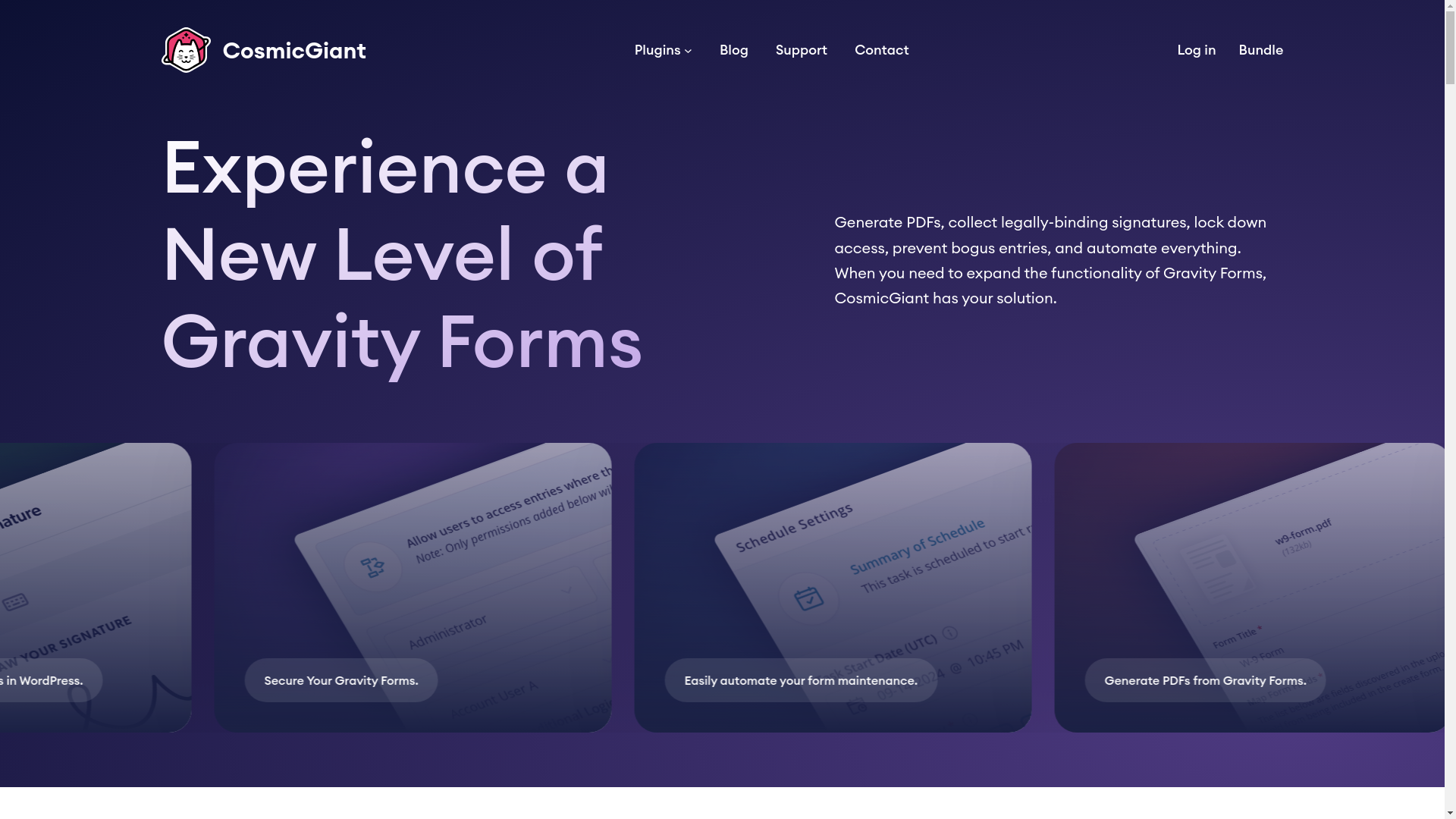 website screenshot of https://cosmicgiant.org/