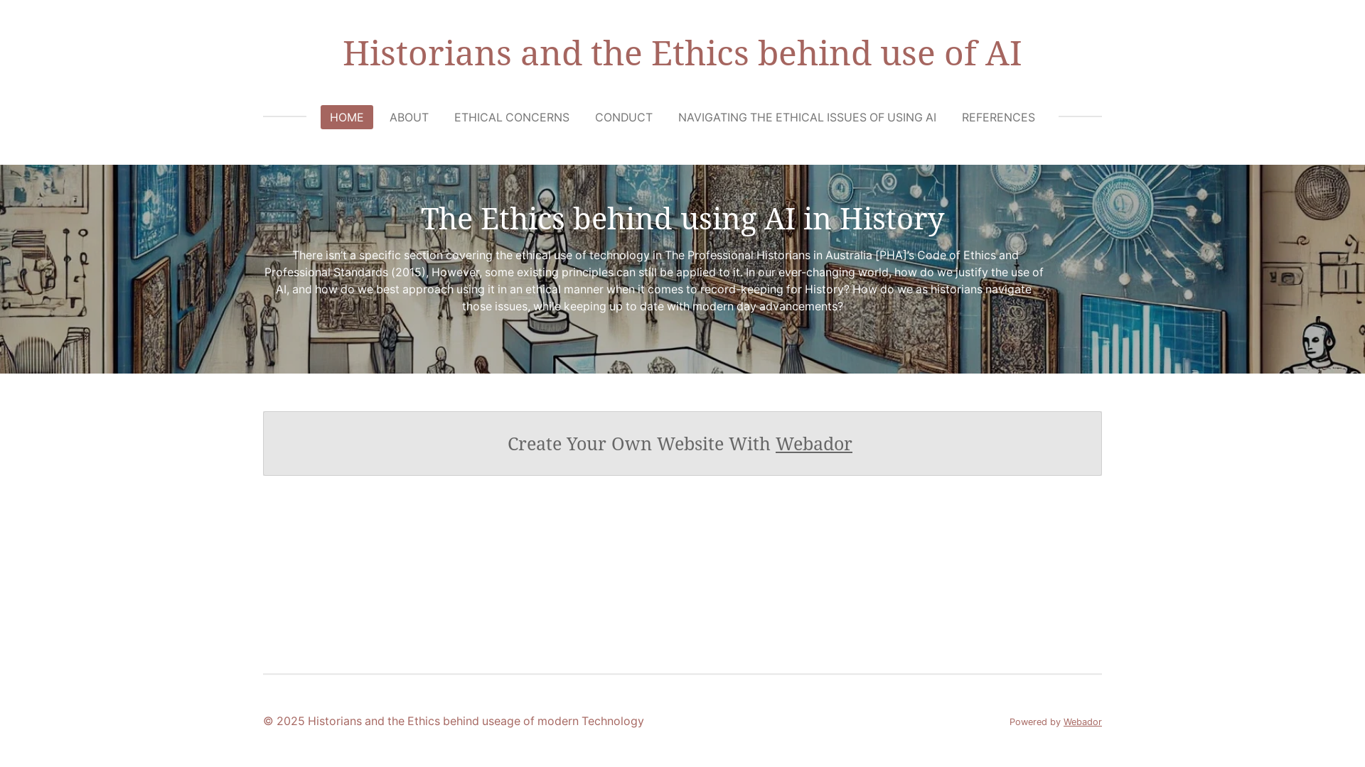 website screenshot of https://historiansandtheethicsbehindusageofmoderntechnology.com/