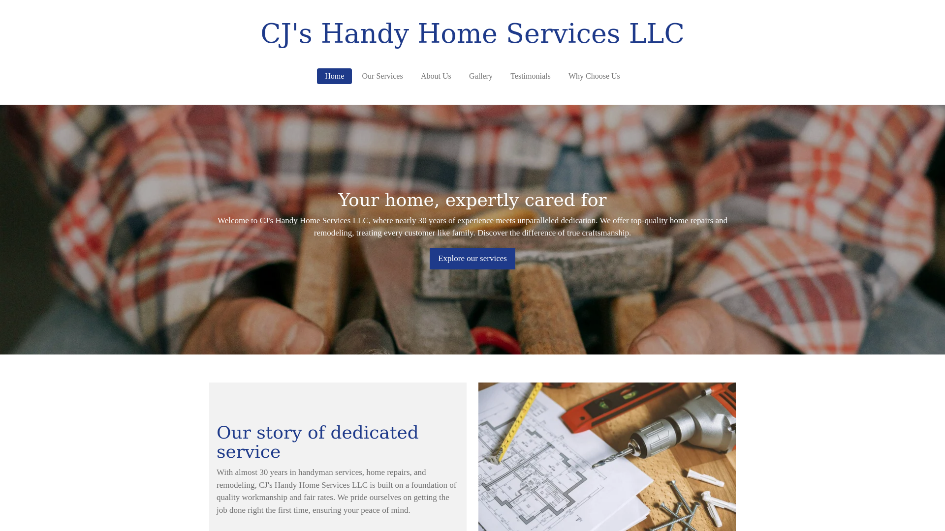 website screenshot of https://cjshandyhomeservices.com