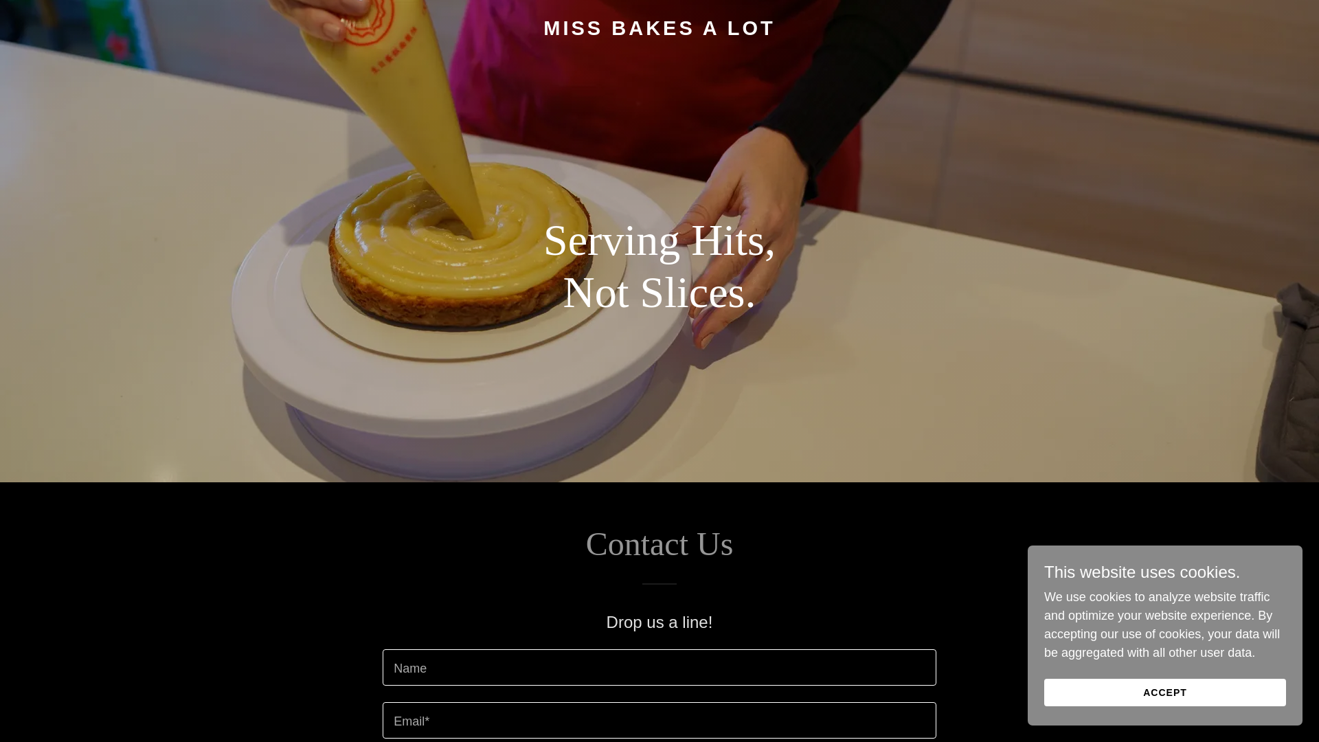 website screenshot of https://missbakesalot.com
