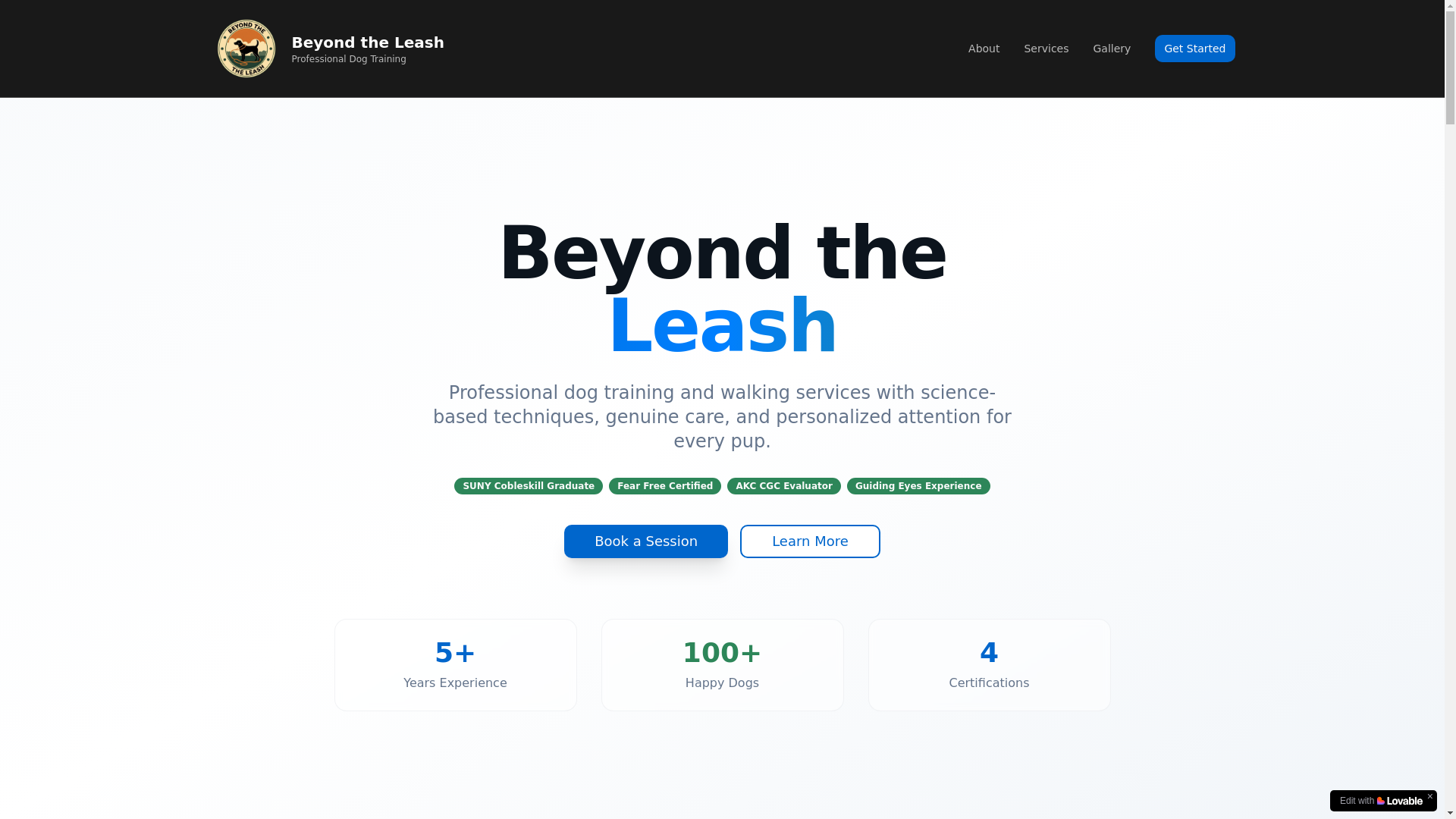 website screenshot of https://beyondtheleashcny.com/
