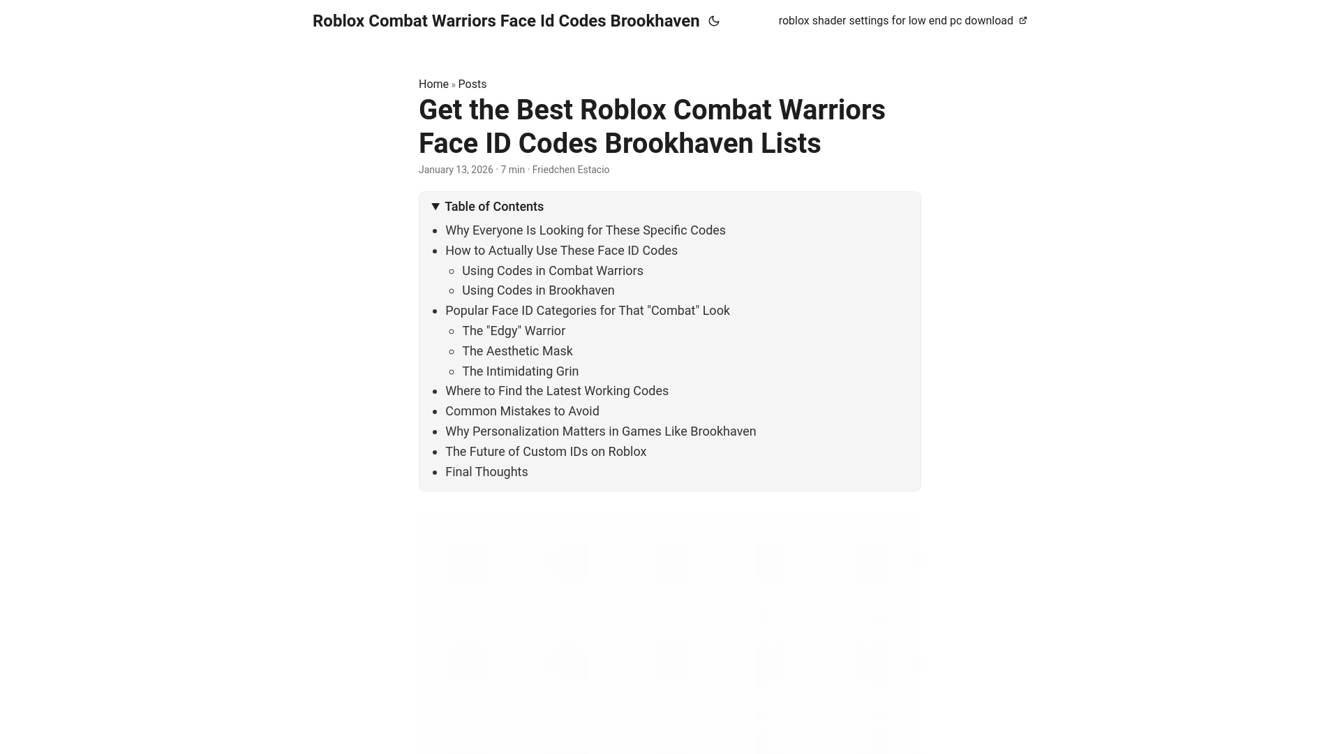 website screenshot of https://robloxcombatwarriorsfaceidcodesbrookhaven.pages.dev/
