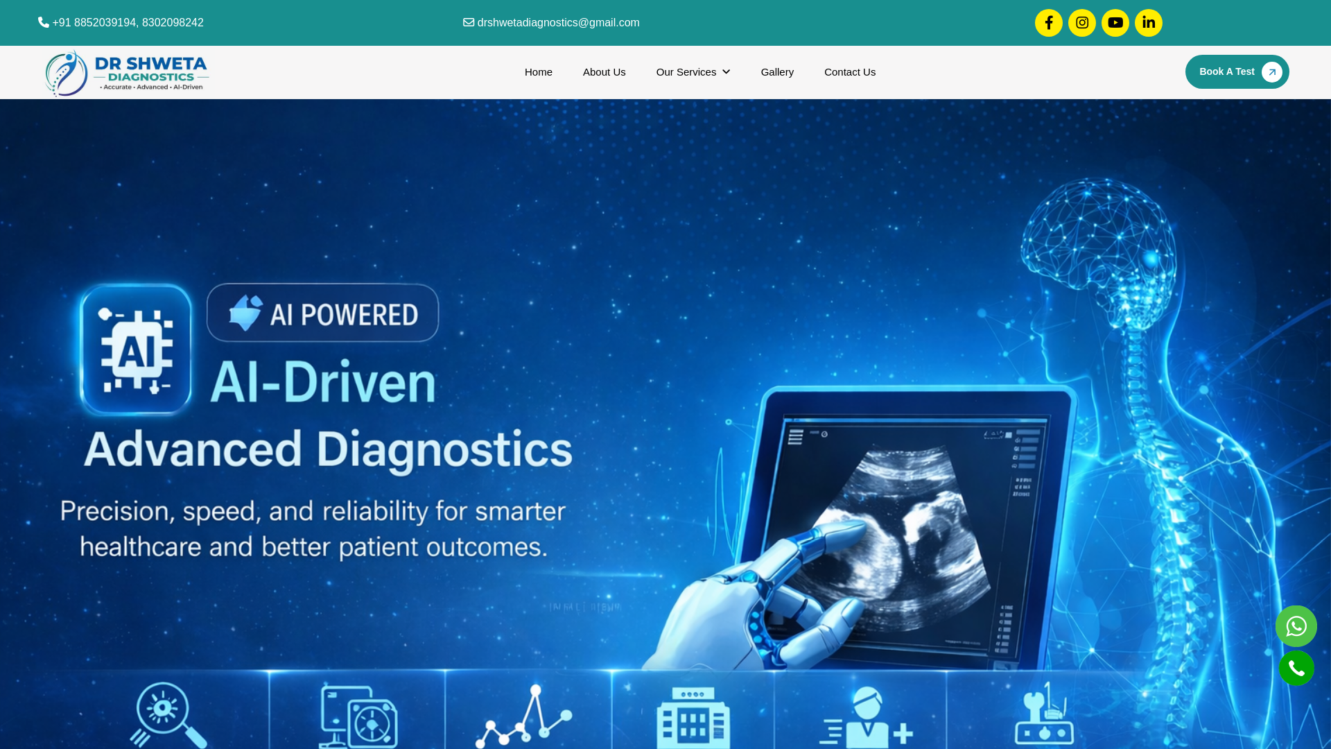 website screenshot of https://drshwetadiagnosticsjhunjhunu.in/