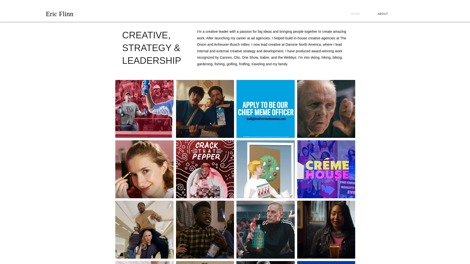 website screenshot of https://ericflinncreative.com/