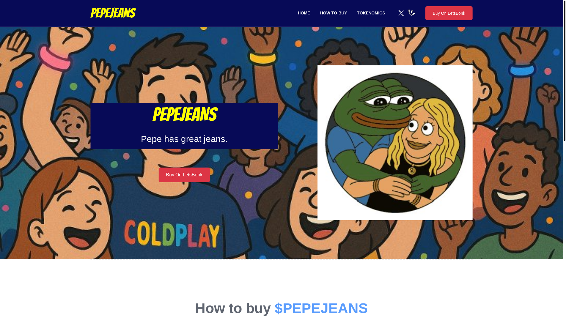 website screenshot of https://pepejeans.fun/