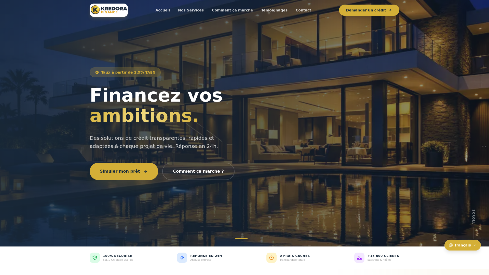 website screenshot of https://kredora-finance.com/