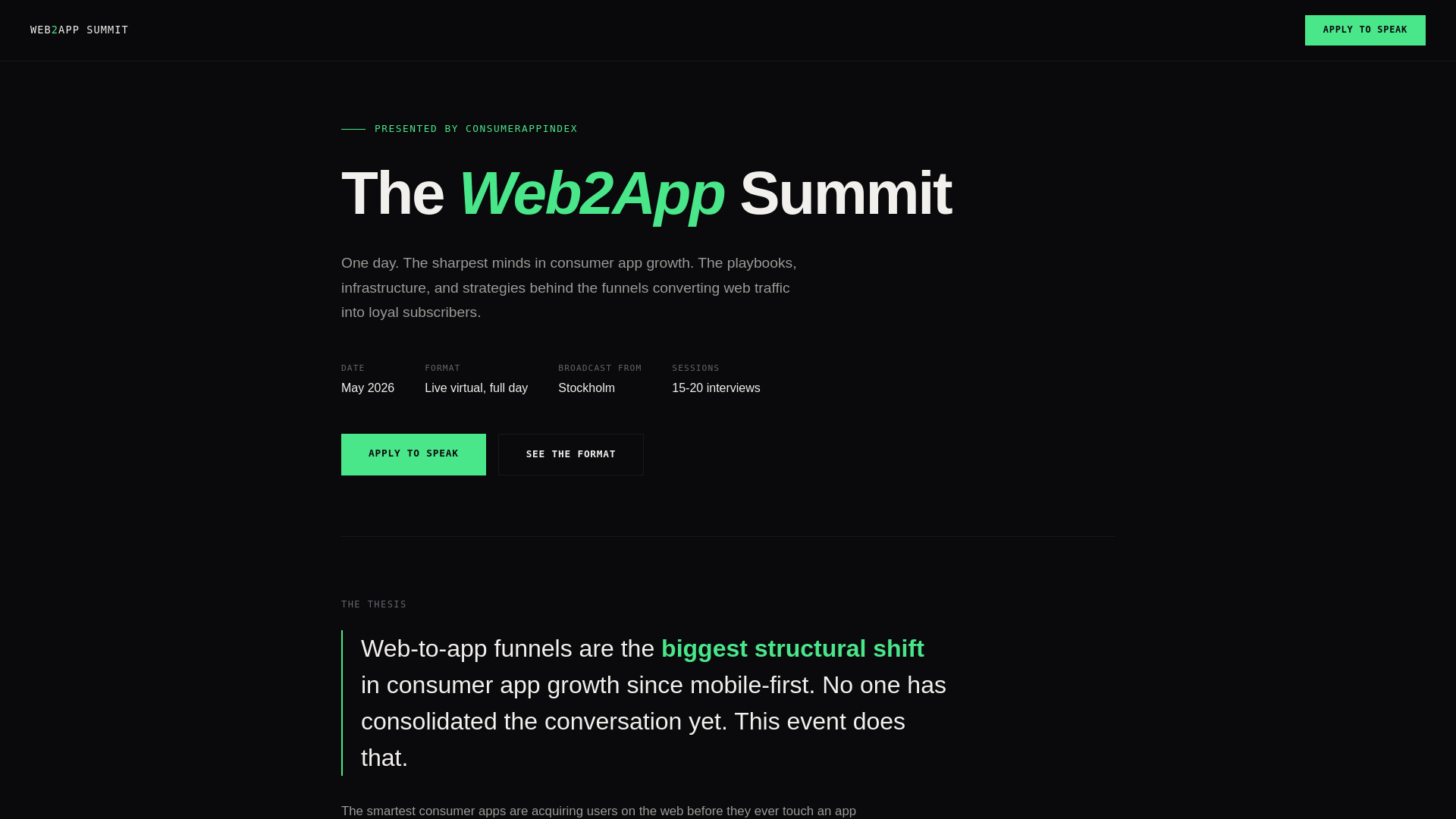 website screenshot of https://web2appsummit.pages.dev/