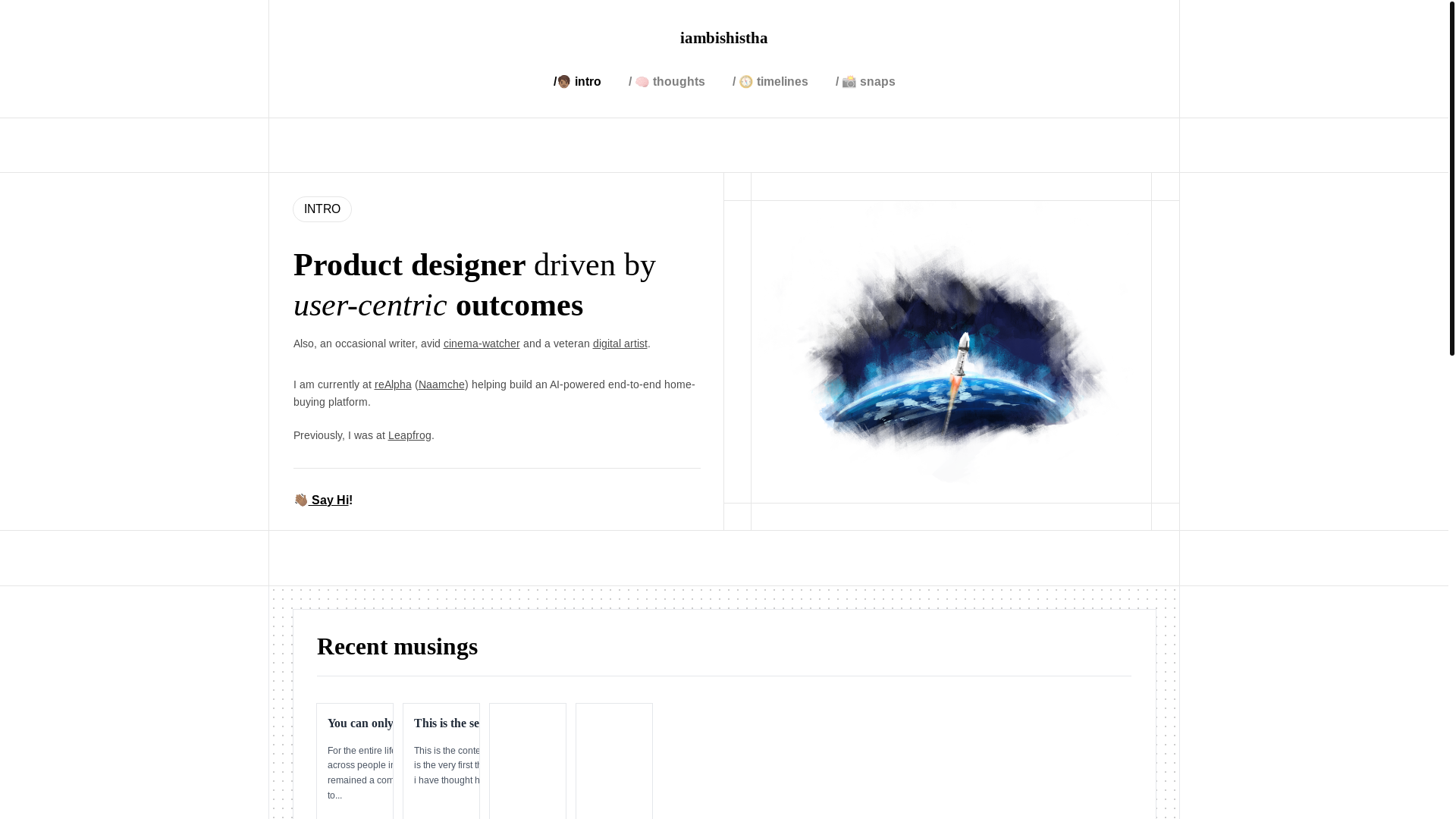 website screenshot of https://iambishistha.pages.dev/