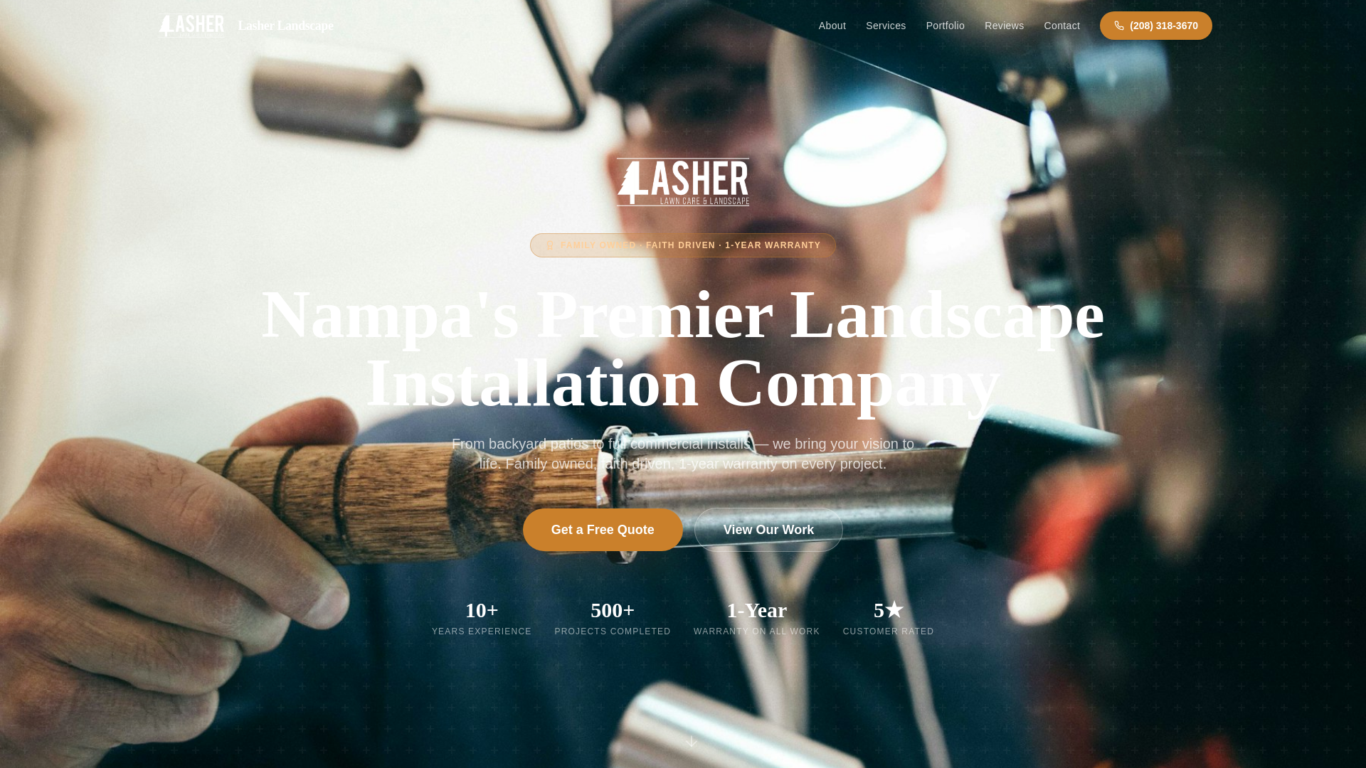 website screenshot of https://lasher-landscape-demo.pages.dev/