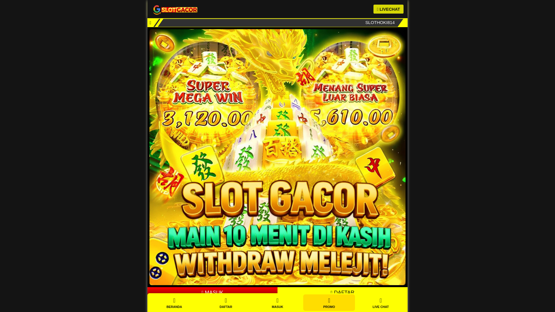 website screenshot of https://slothoki814jp.live/