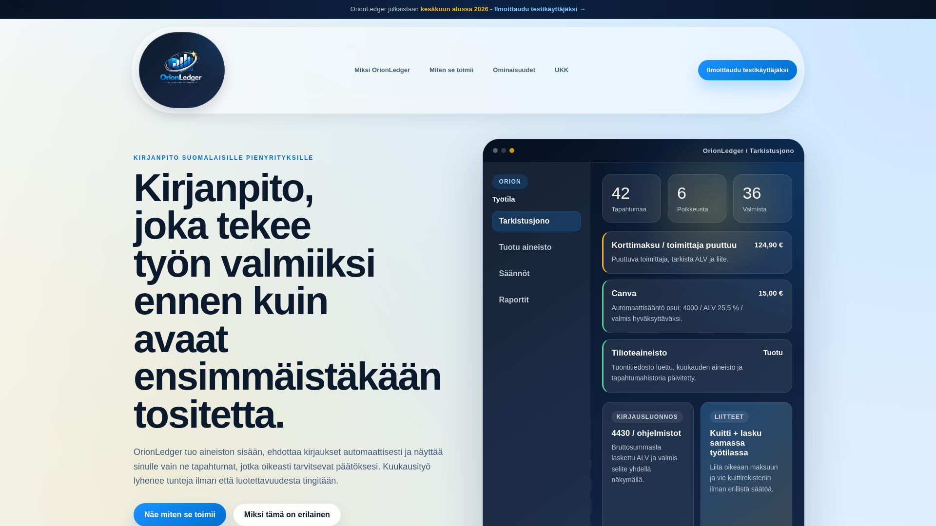 website screenshot of https://orionledger.fi/