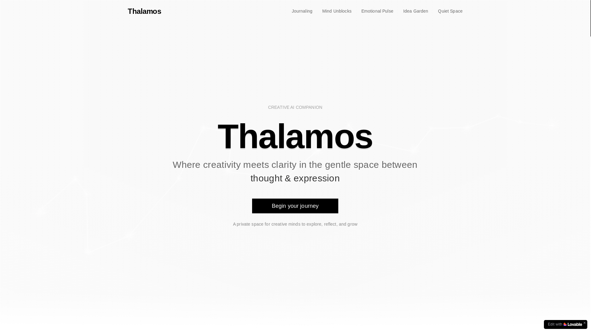 website screenshot of https://thalamos.me/