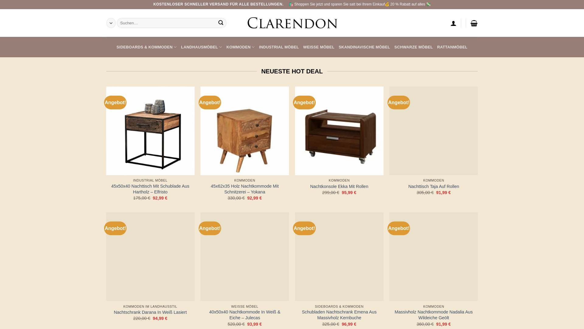 website screenshot of http://kommodenshop.com/
