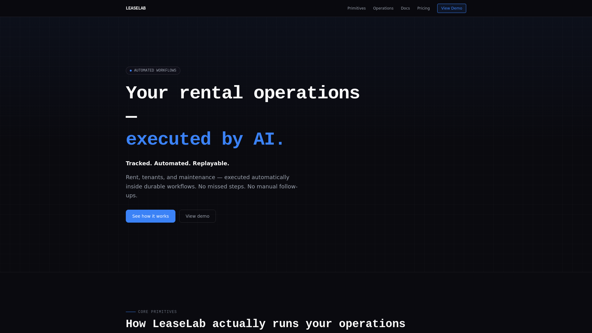 website screenshot of https://leaselab.ai/
