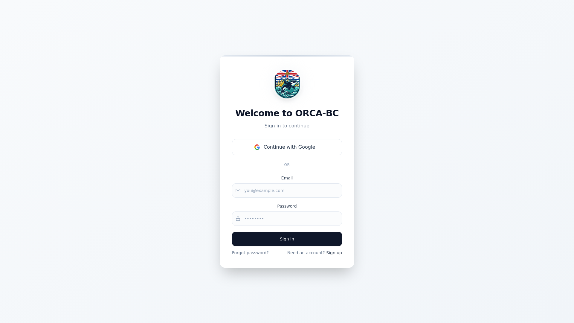 website screenshot of https://orcabc.io/