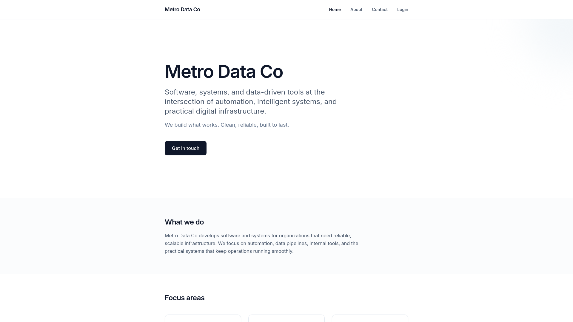 website screenshot of https://metro-data-co-website.pages.dev/