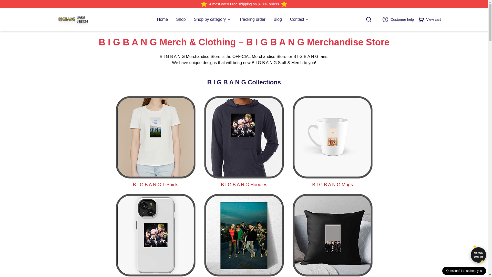 website screenshot of https://bigbangmerch.shop/