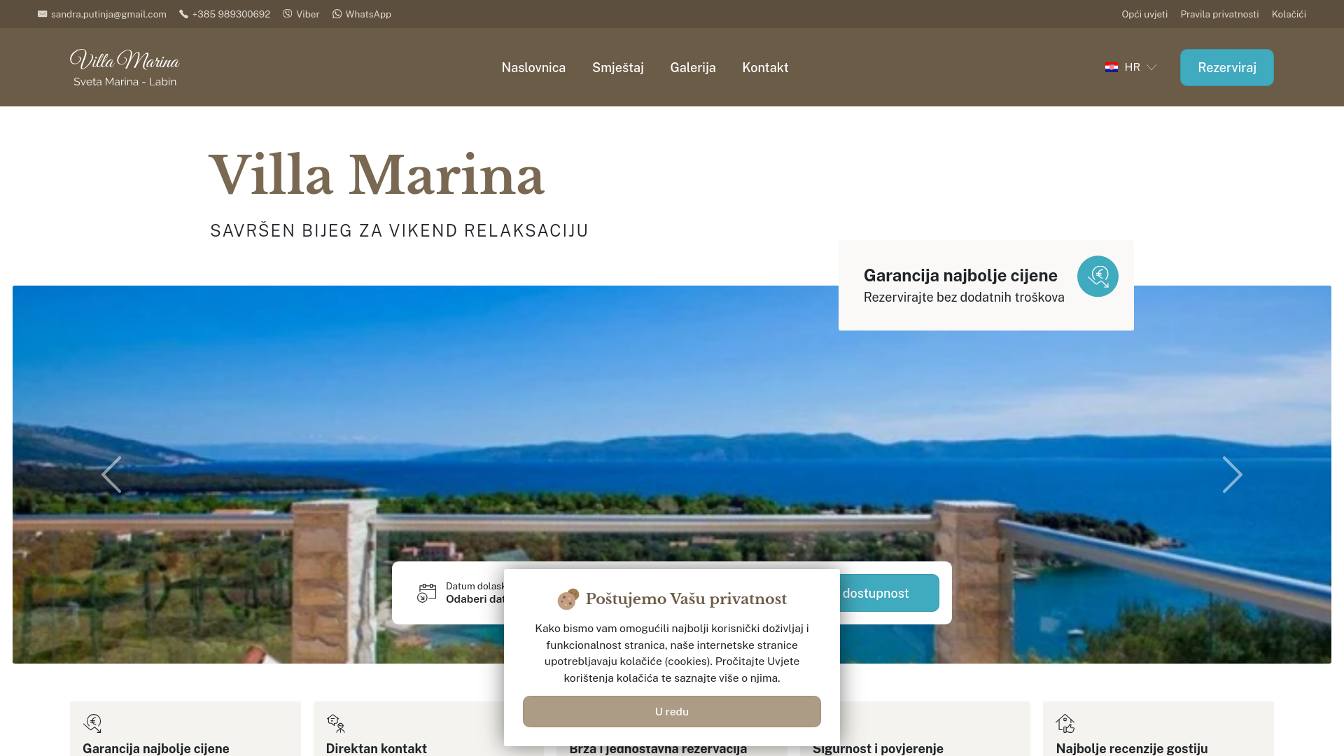 website screenshot of https://villa-marina-labin.com/