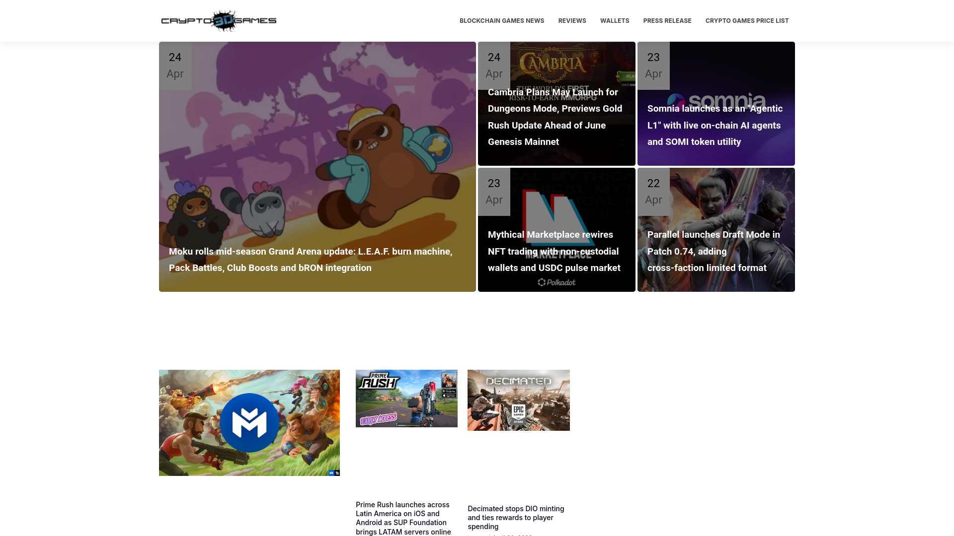 website screenshot of https://cryptogames3d.com/