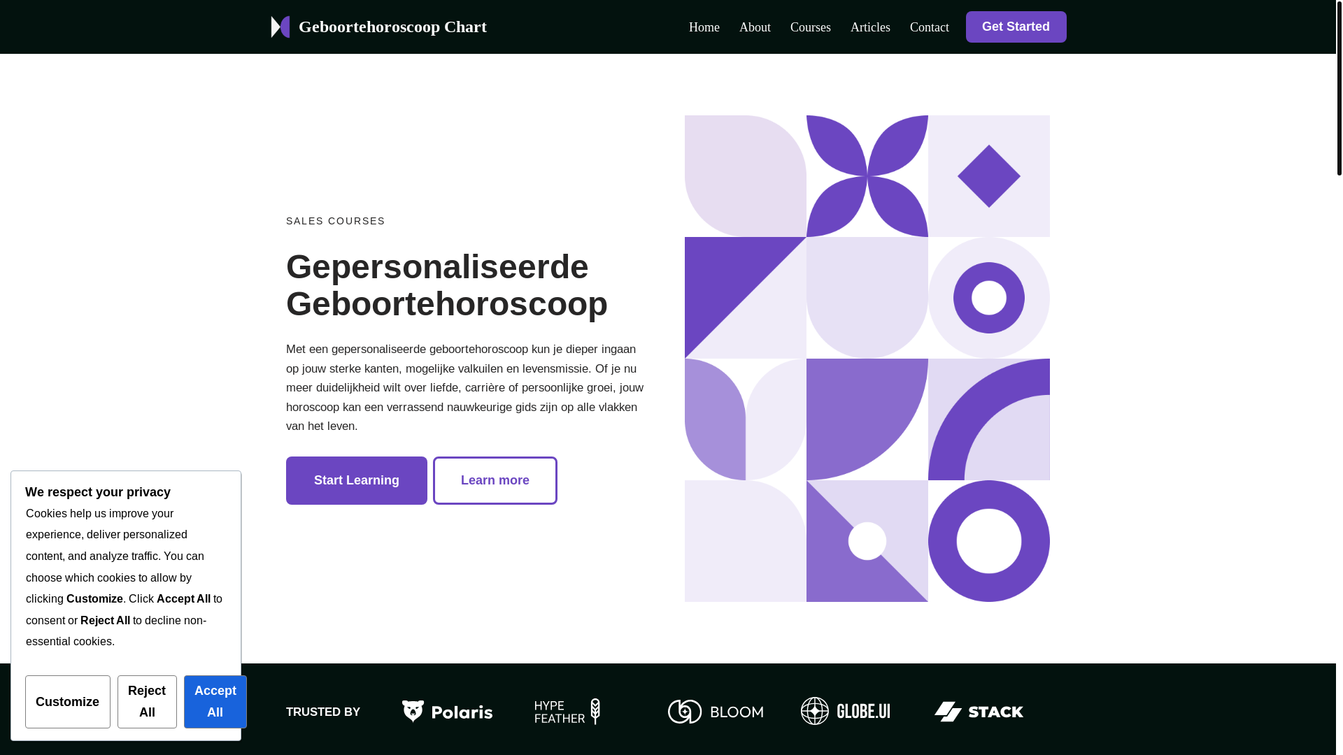 website screenshot of https://geboortehoroscoop-chart.nl/