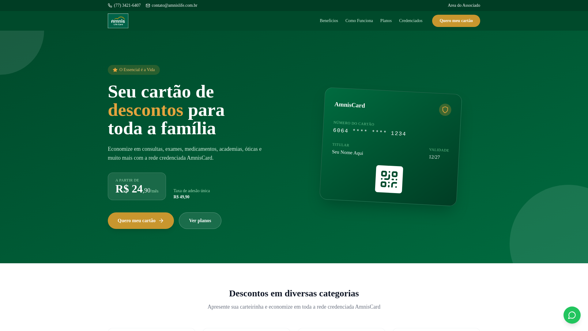 website screenshot of https://amniscard.com.br/