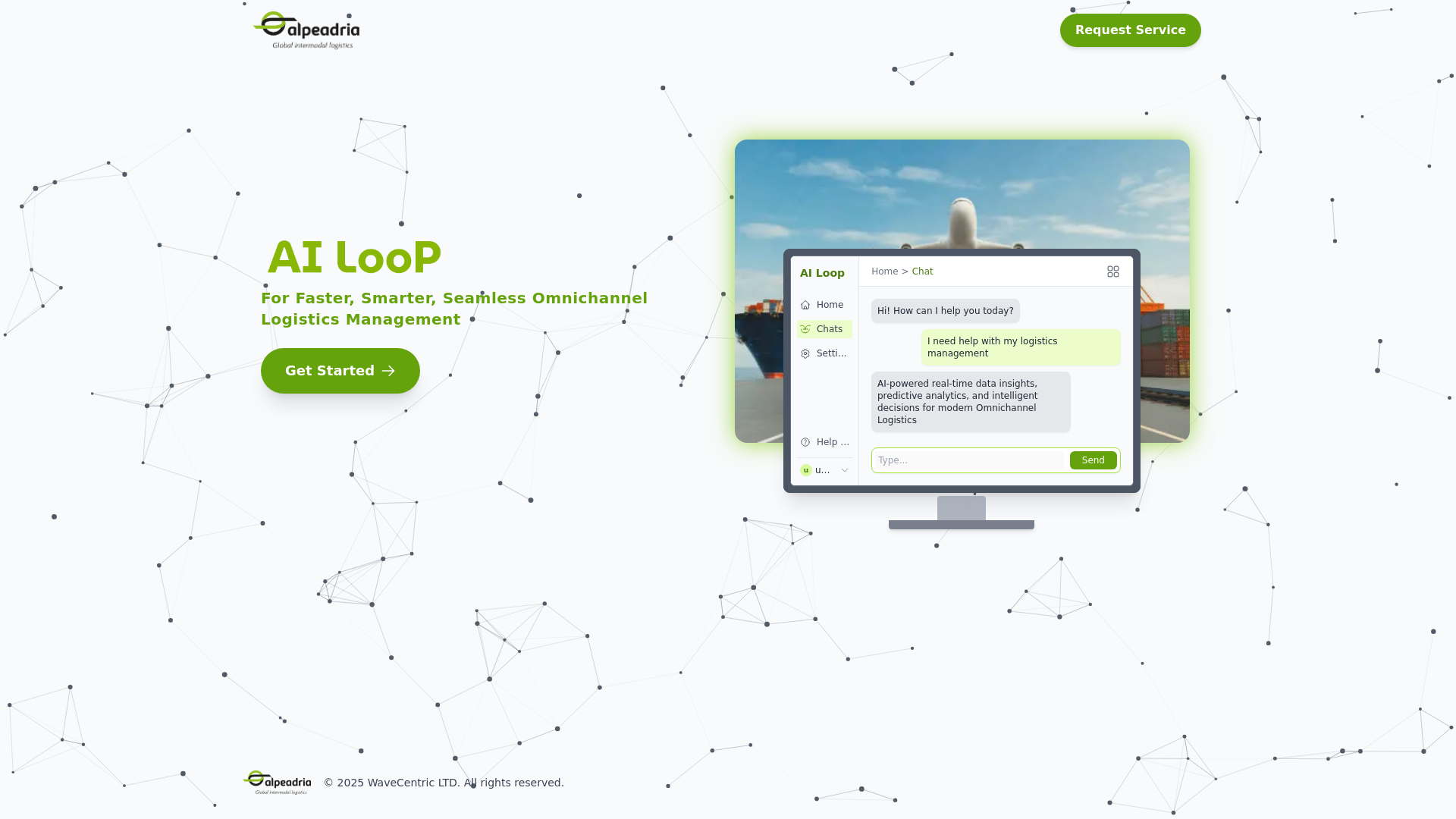 website screenshot of https://ai-loop.alpeadria.com/landing