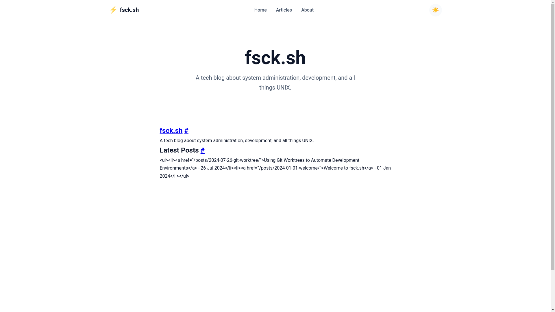 website screenshot of https://fsck.sh/