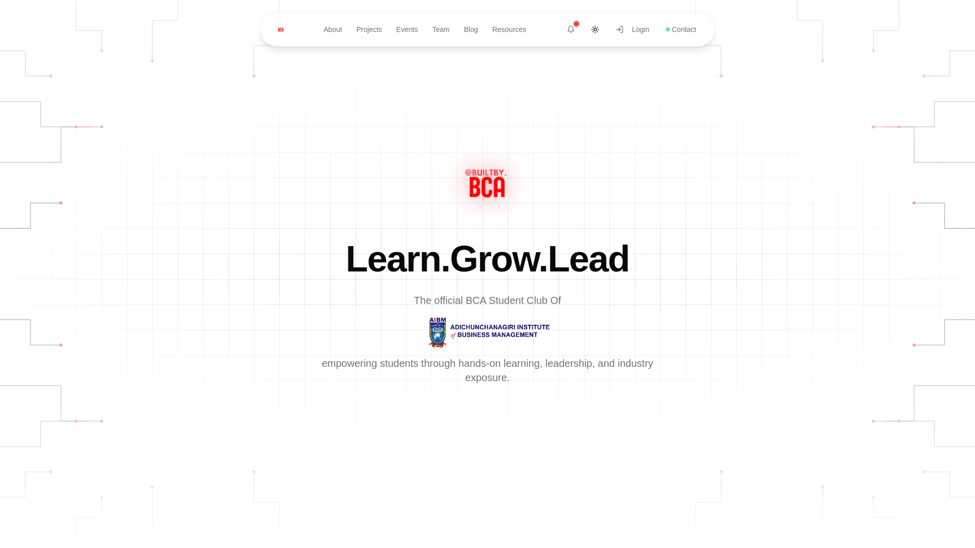 website screenshot of https://builtbybca.club/