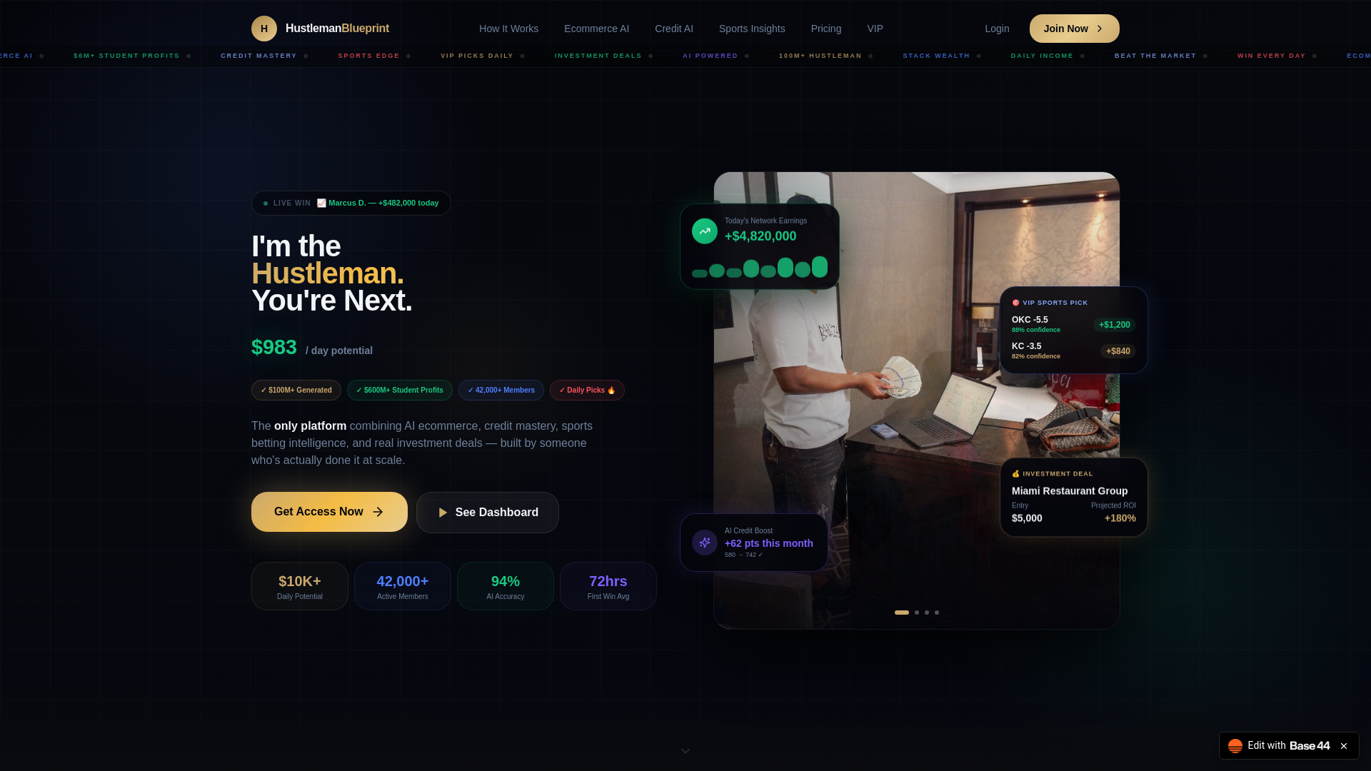 website screenshot of https://hustlemancapital.com/