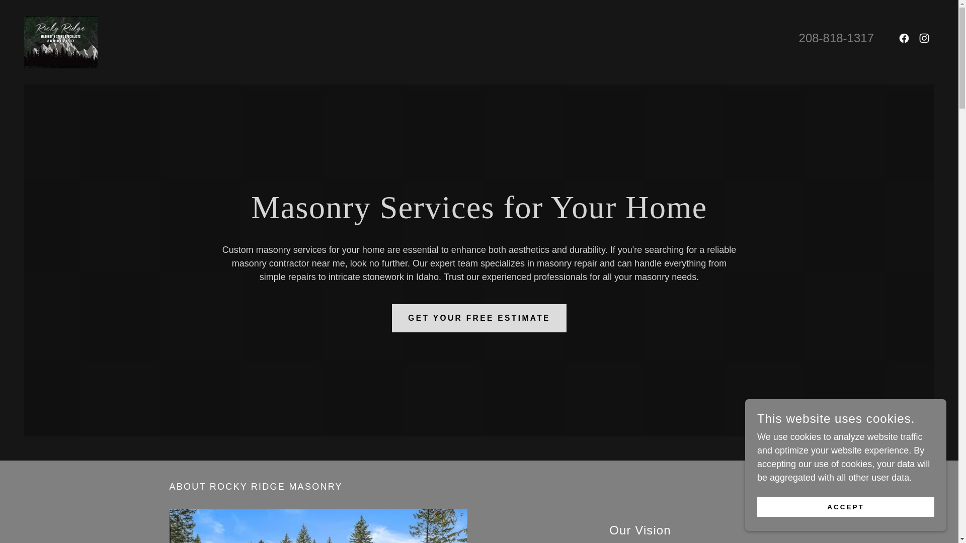 website screenshot of https://rockyridgemasonry.com/