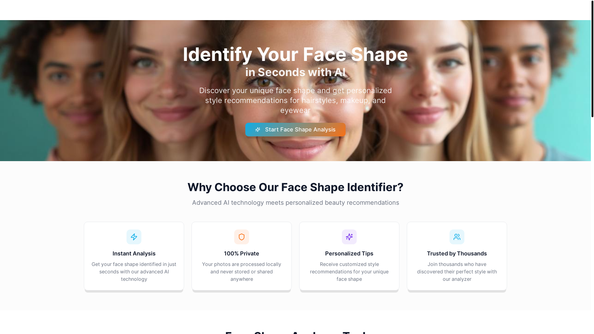 website screenshot of https://identifyfaceshape.com/