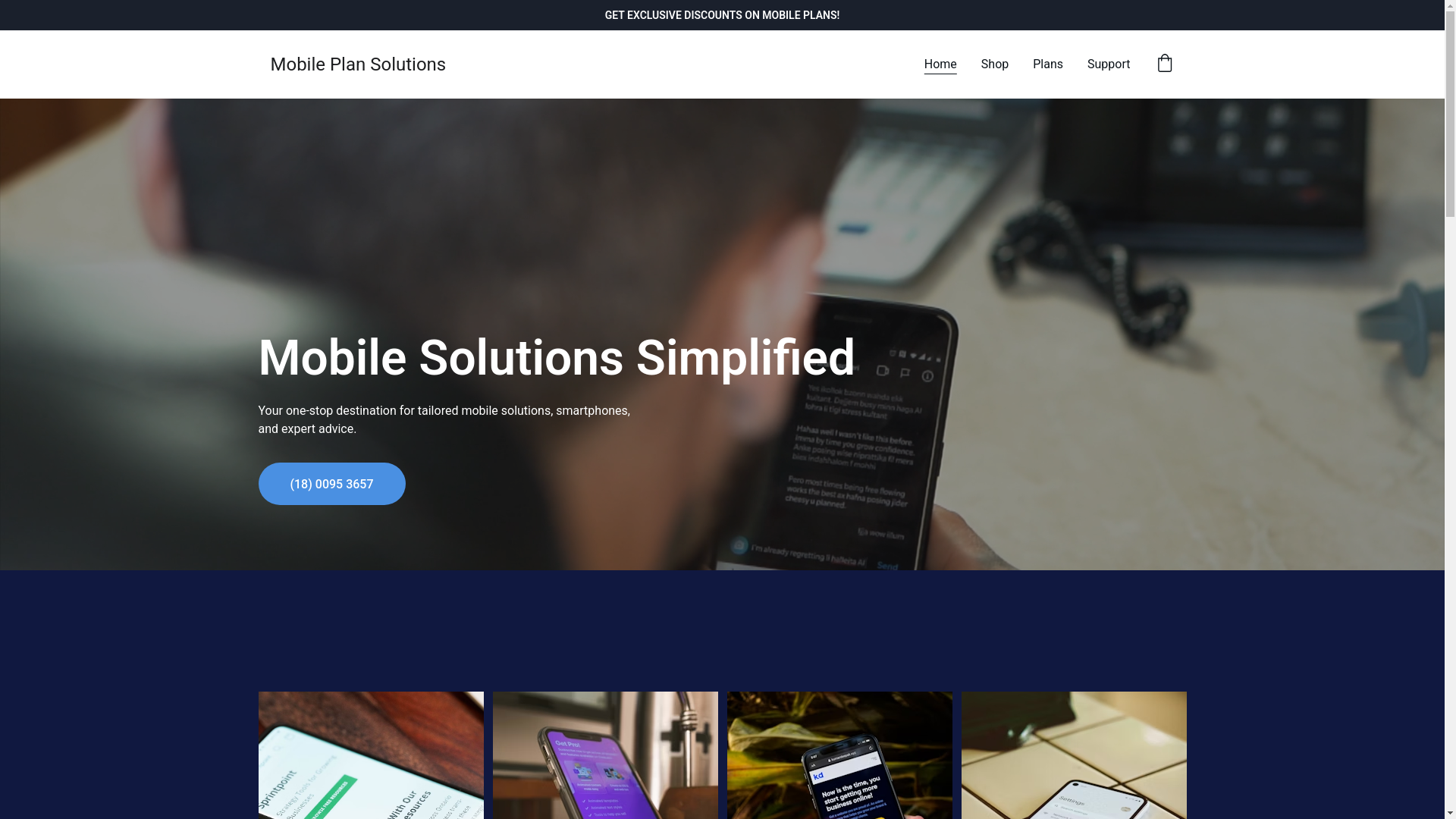 website screenshot of https://mobileplansolutions.store/