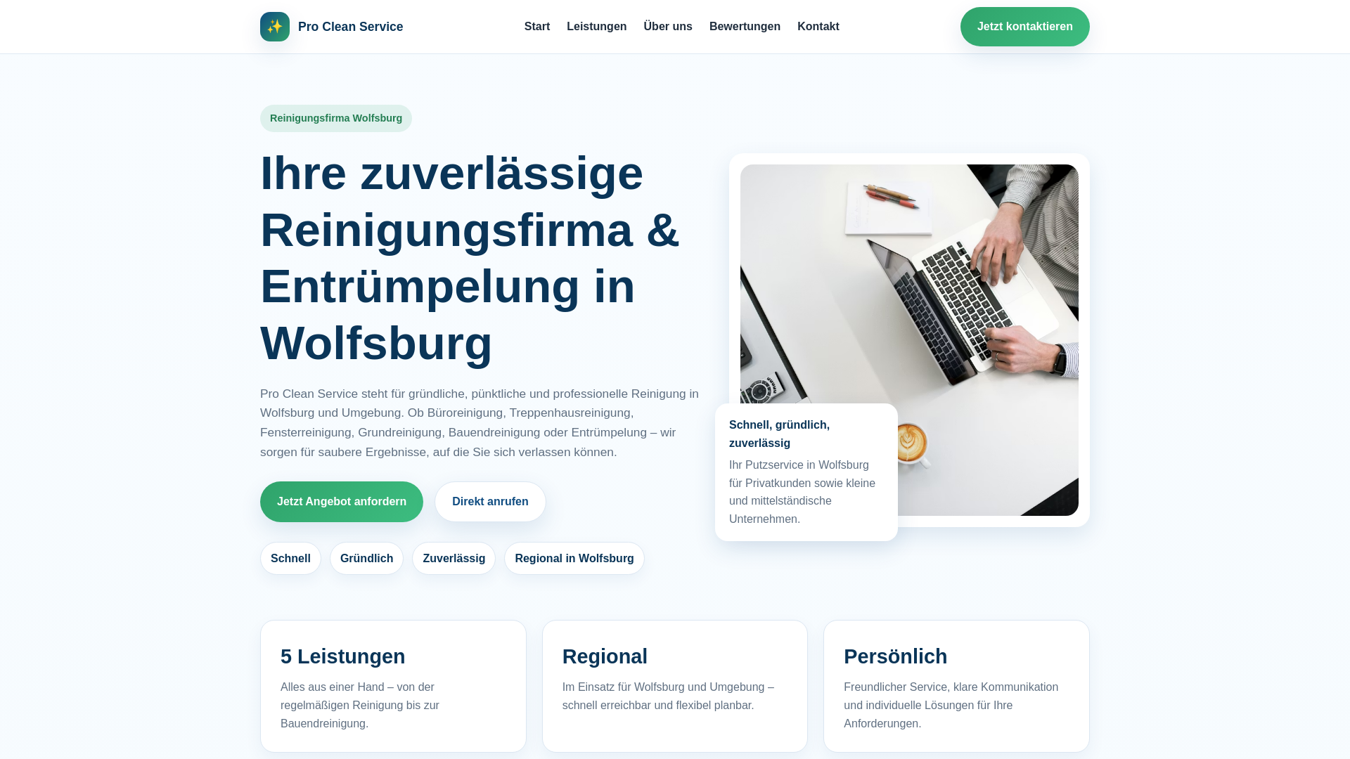 website screenshot of https://procleanservice-wolfsburg.de/
