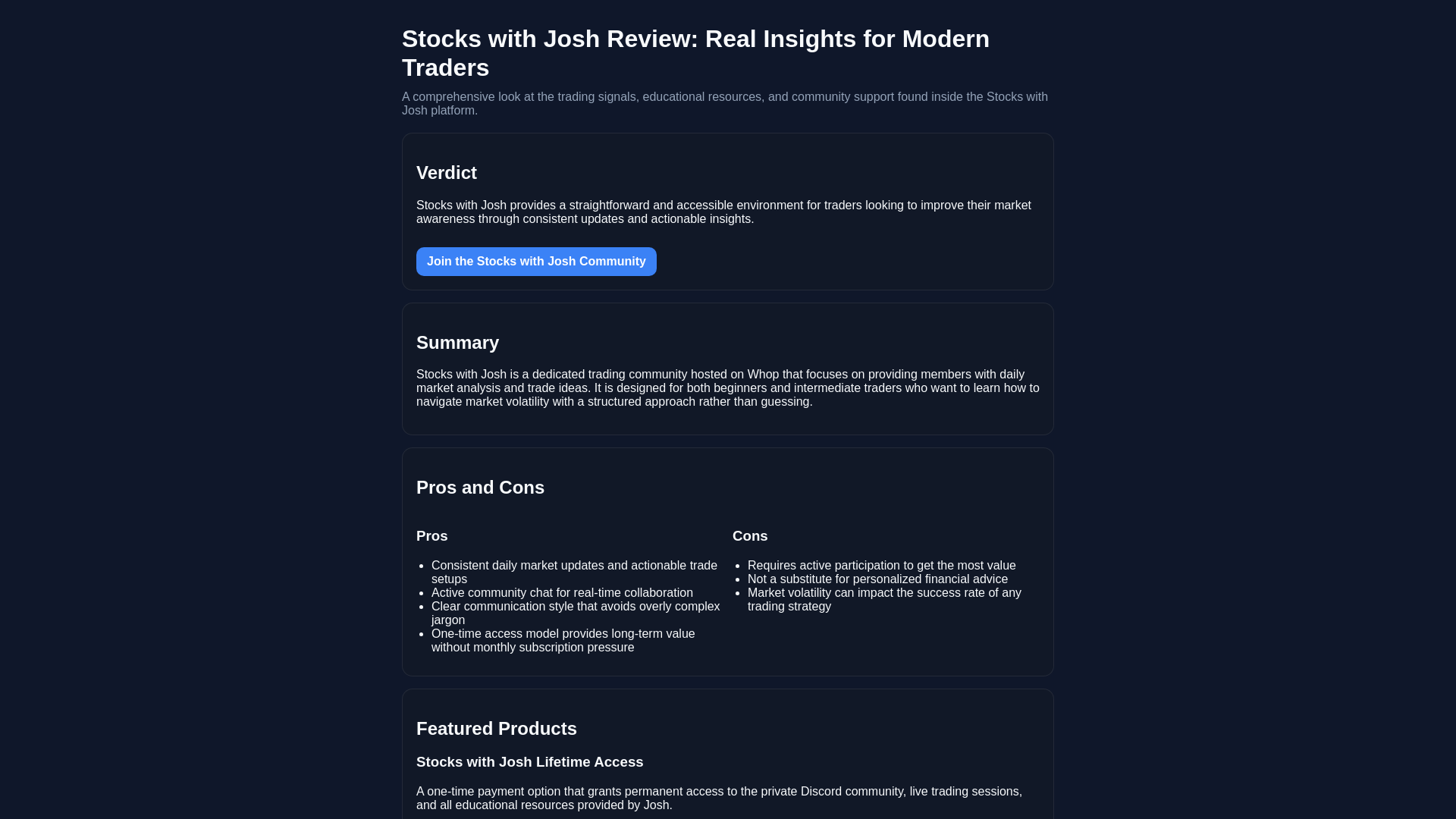 website screenshot of https://stocks-with-josh-review-1xl.pages.dev/