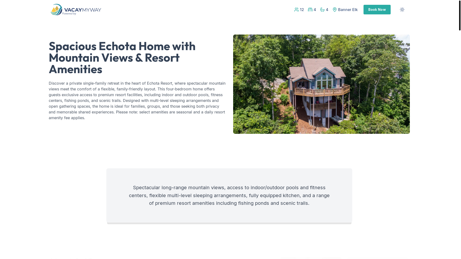 website screenshot of https://sereneechota.vacations/
