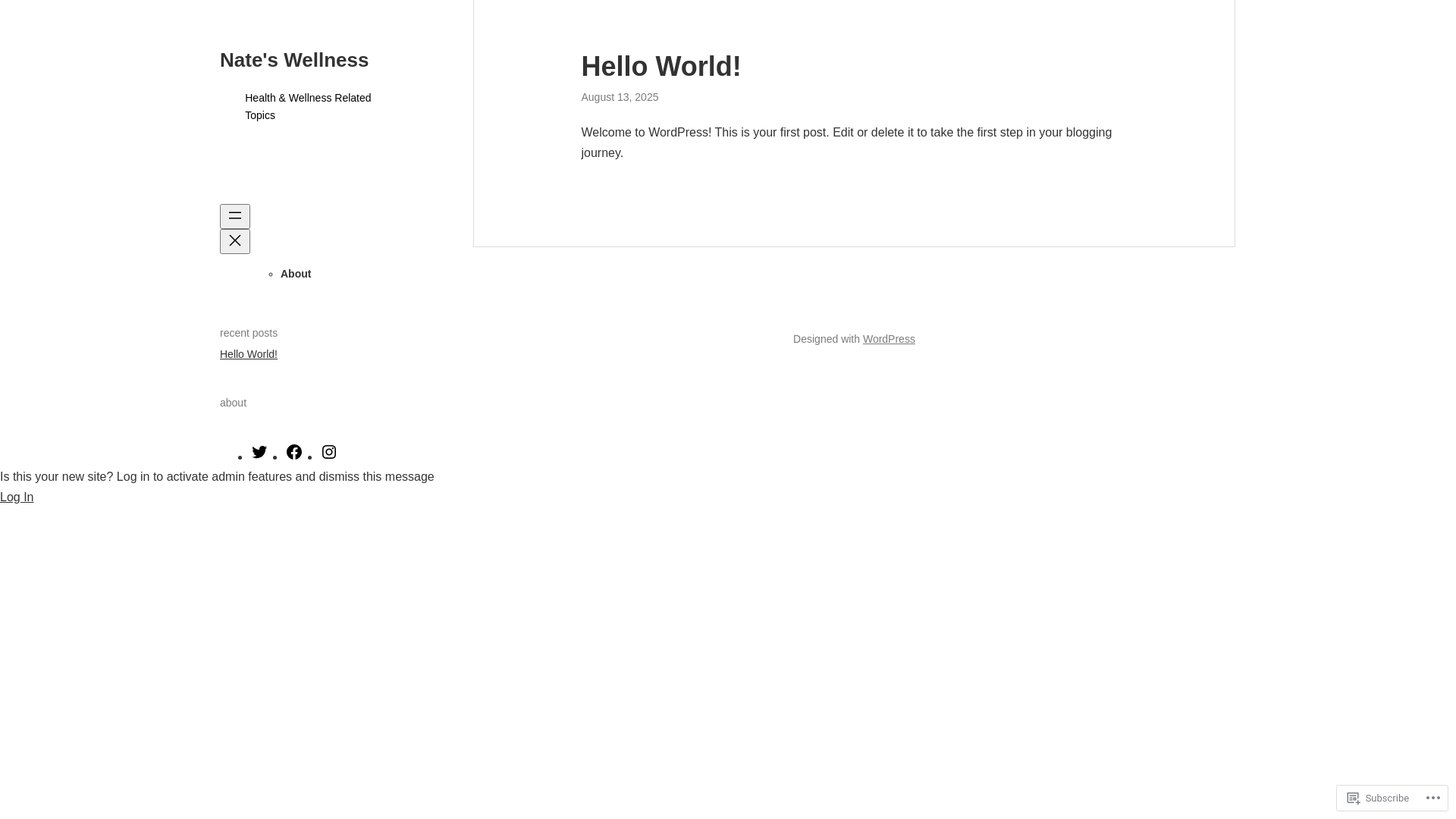 website screenshot of https://nateswellness.blog/