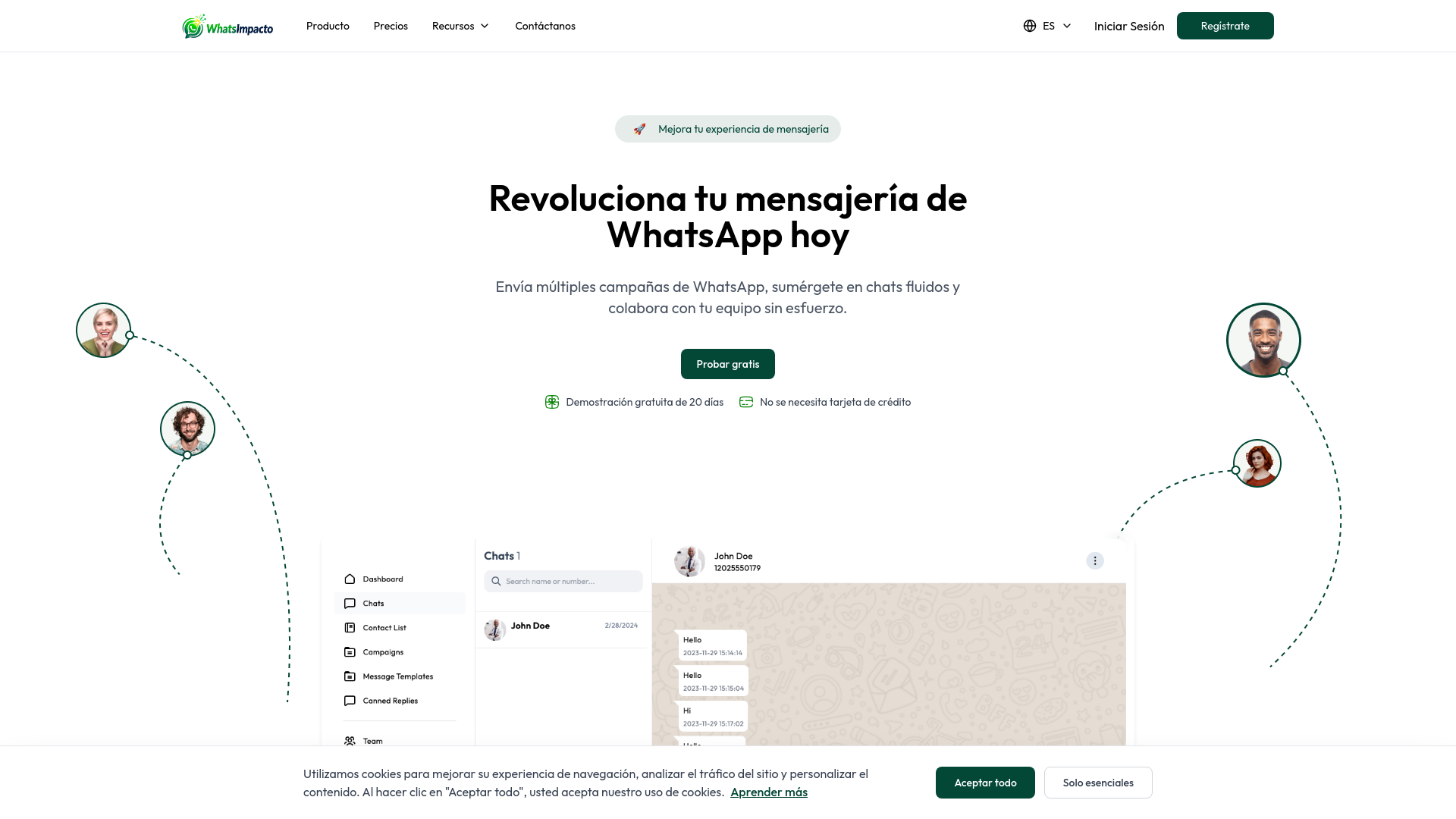 website screenshot of https://whatsimpacto.com/