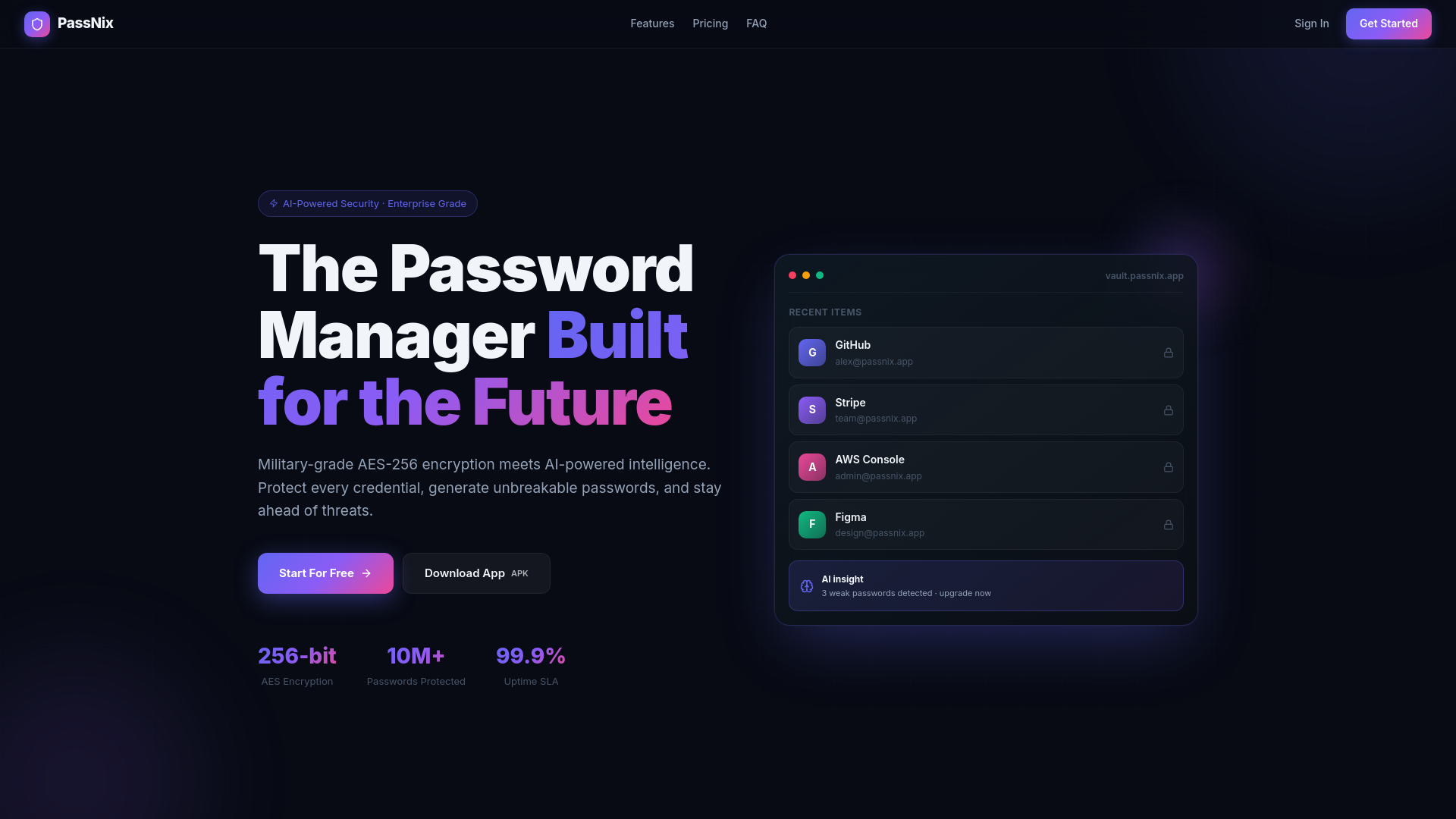 website screenshot of https://passnix.in/