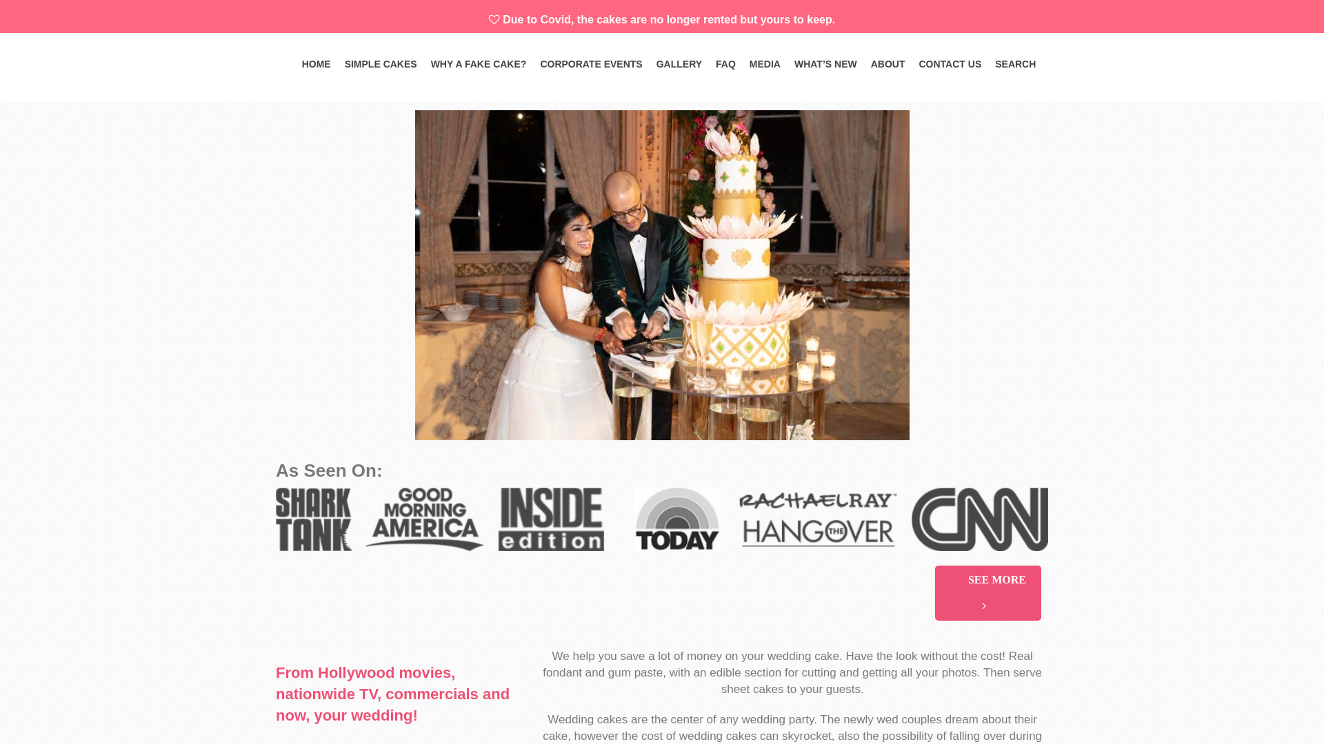 website screenshot of https://fakecakescompany.com/