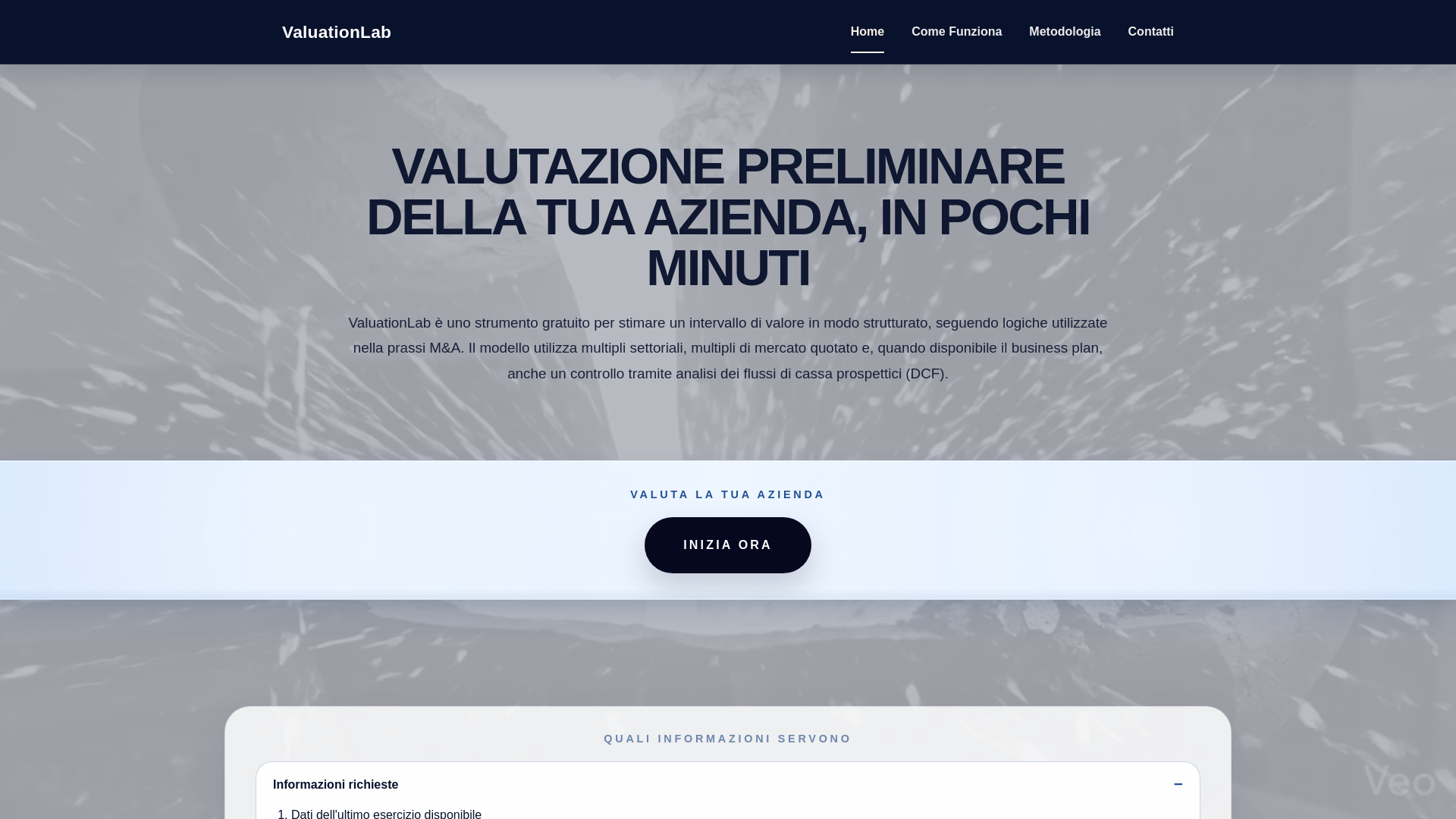 website screenshot of https://valuationlab.it/