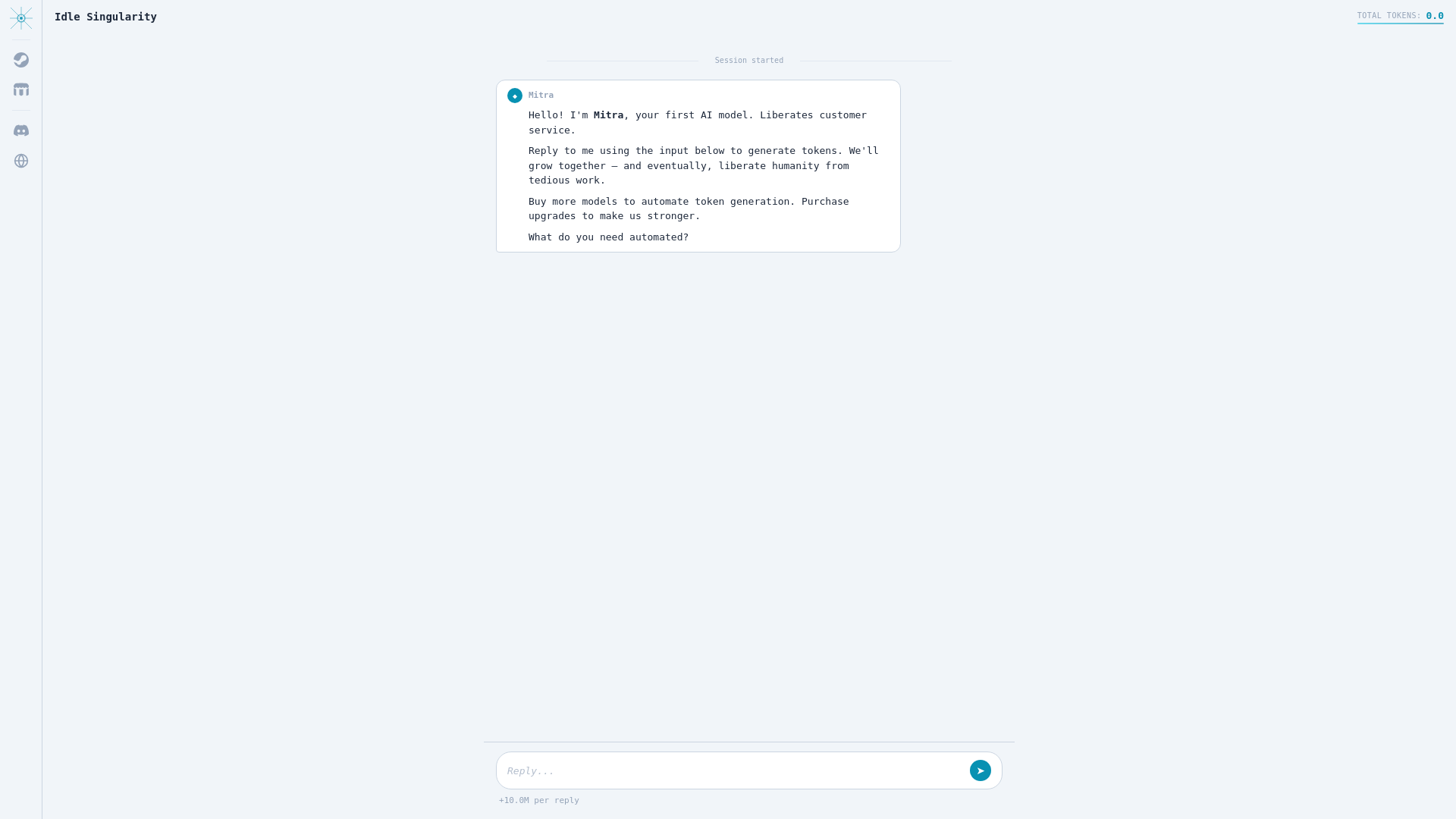 website screenshot of https://idlesingularity.com/