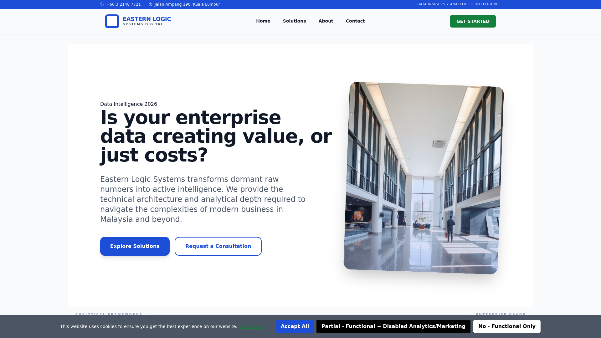 website screenshot of https://easternlogicsystems.digital/
