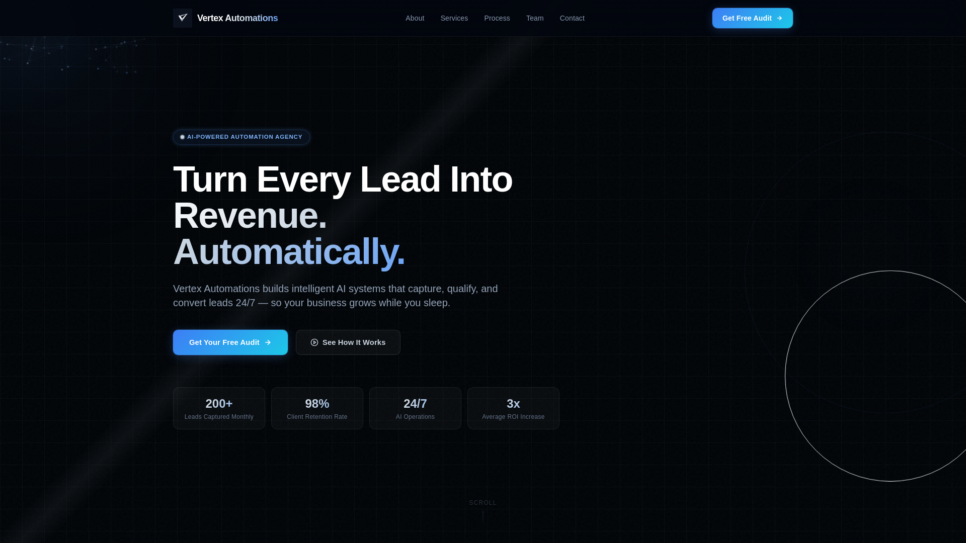 website screenshot of https://vertexautomations.solutions/