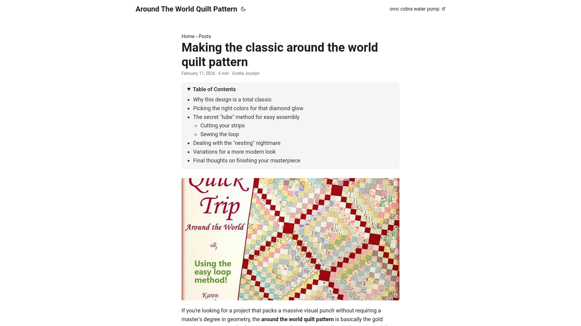 website screenshot of https://around-the-world-quilt-pattern.pages.dev/