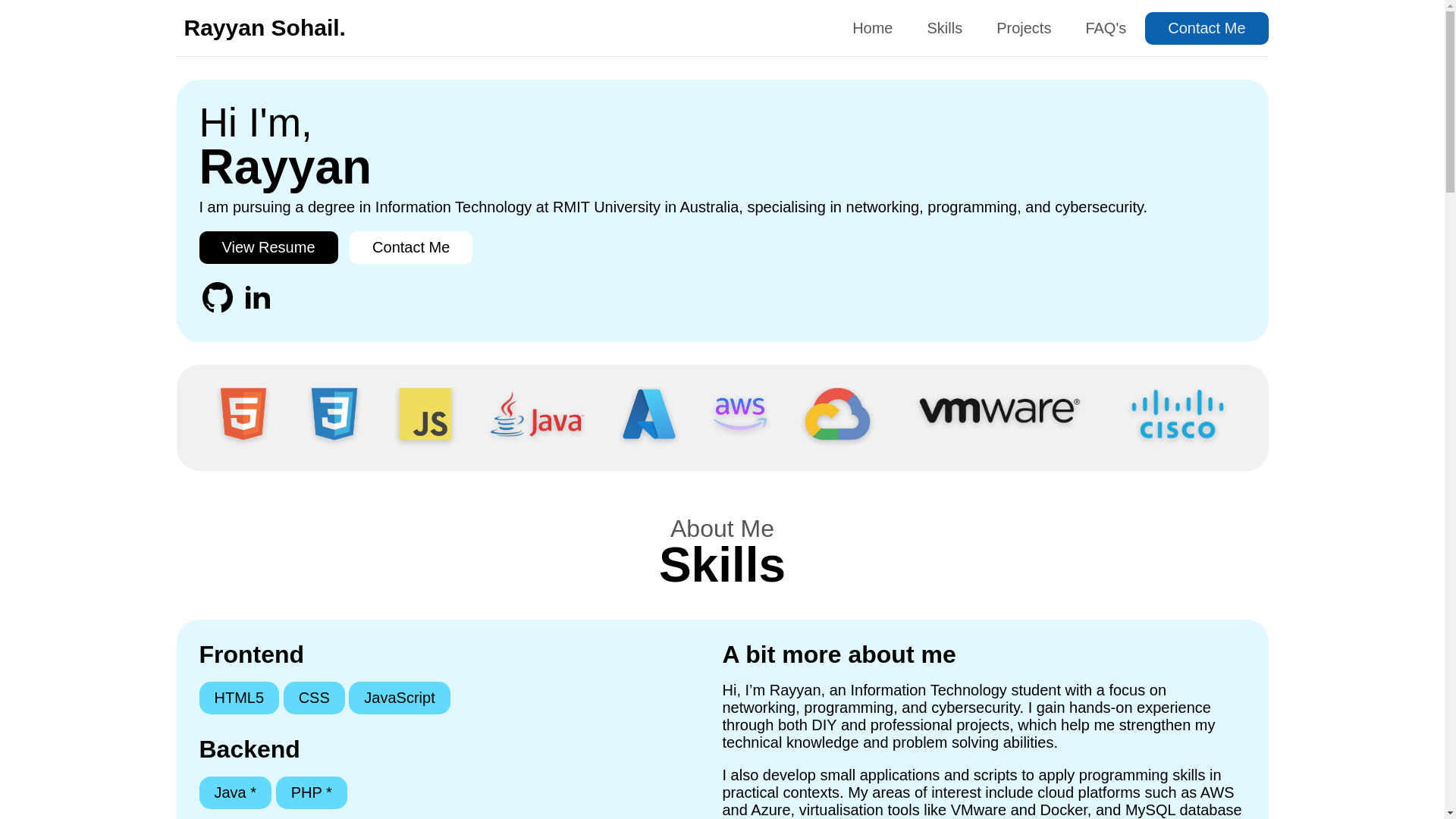 website screenshot of https://rayyansohail.pages.dev/