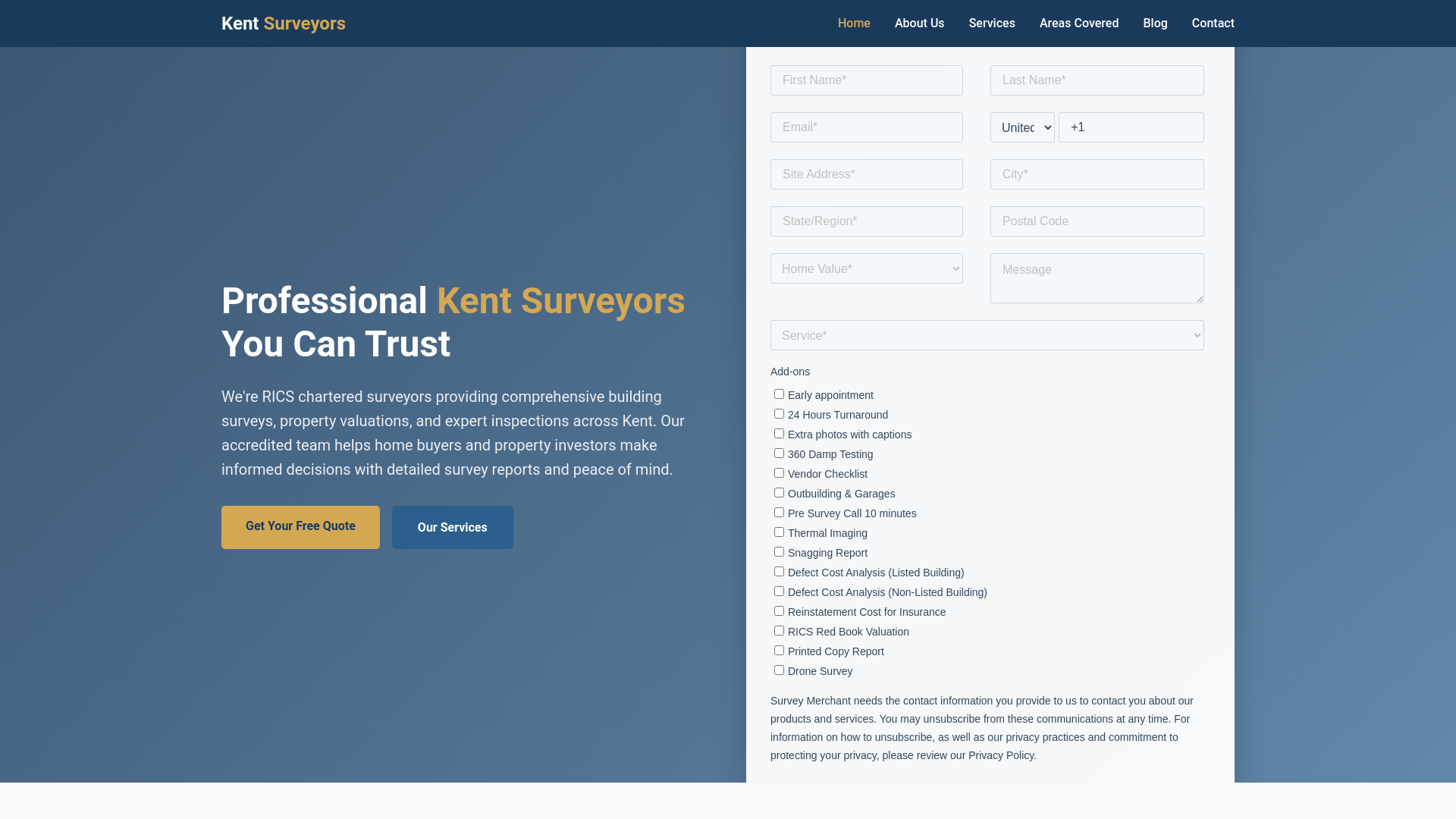 website screenshot of https://kentsurveyoruk.com/
