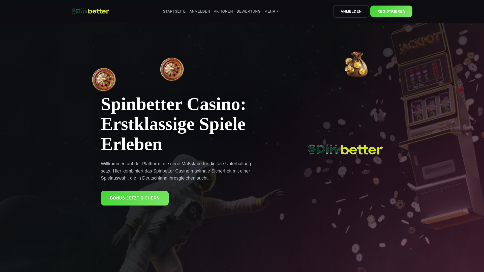 website screenshot of https://spinbettercasino.cloud/
