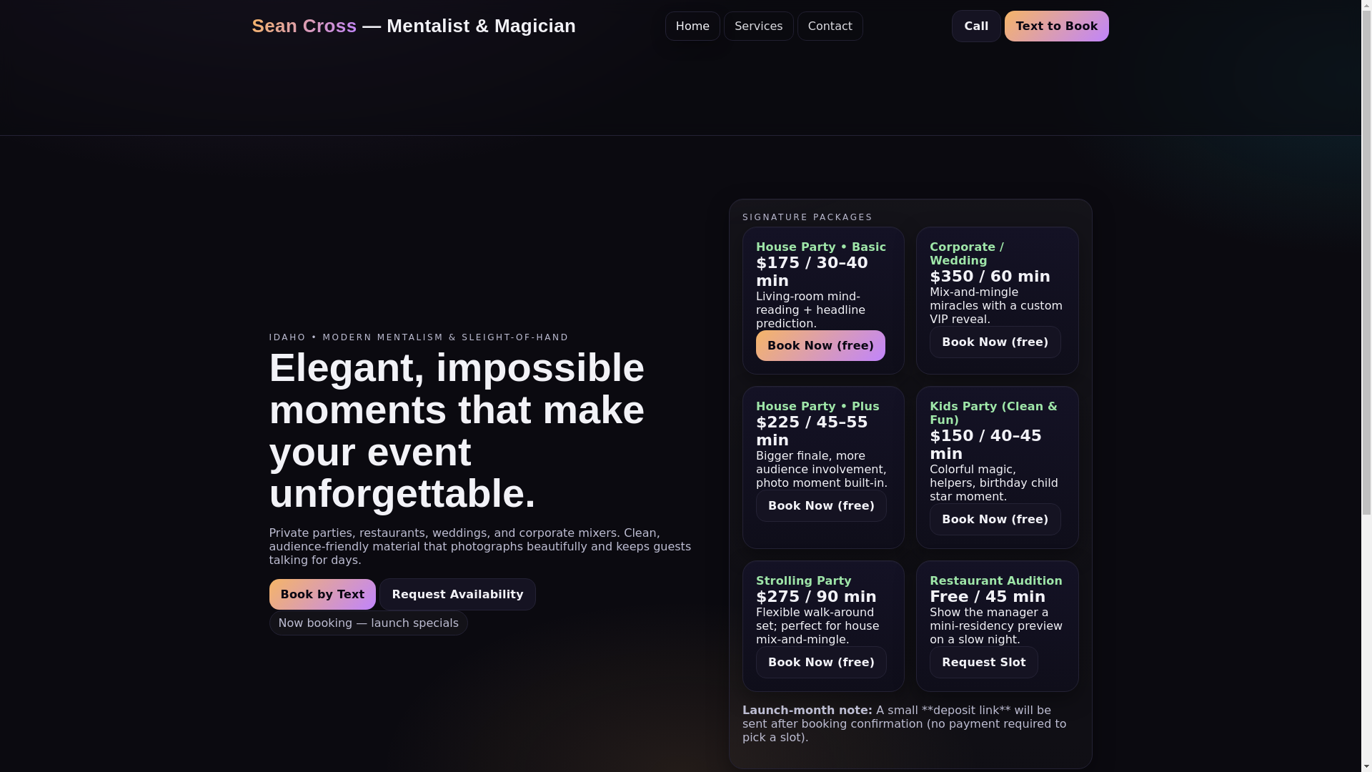 website screenshot of https://seancross.pages.dev/